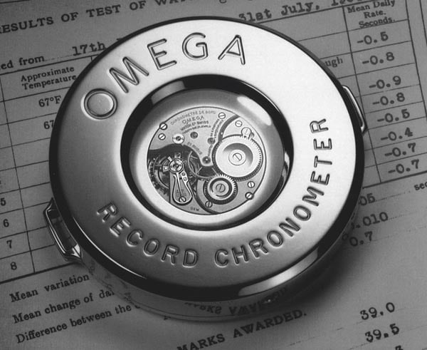 Advertentie voor het precisierecord van OMEGA in 1936