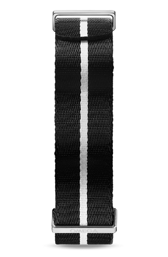 NATO straps Polyamide black strap with white stripe | OMEGA US®