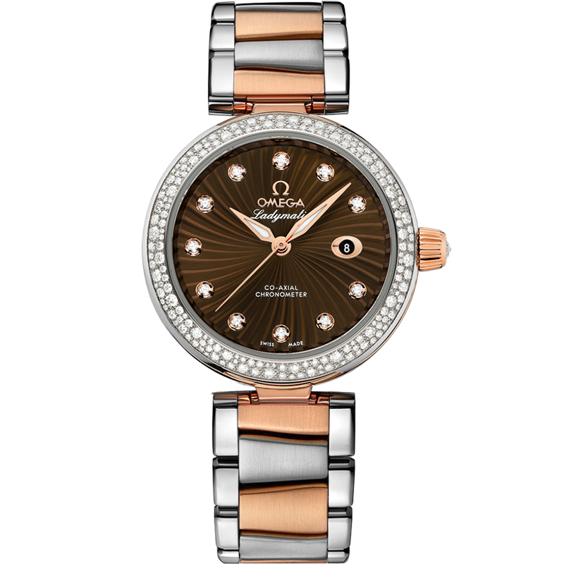 Omega deville ladymatic sale diamond 2 tone