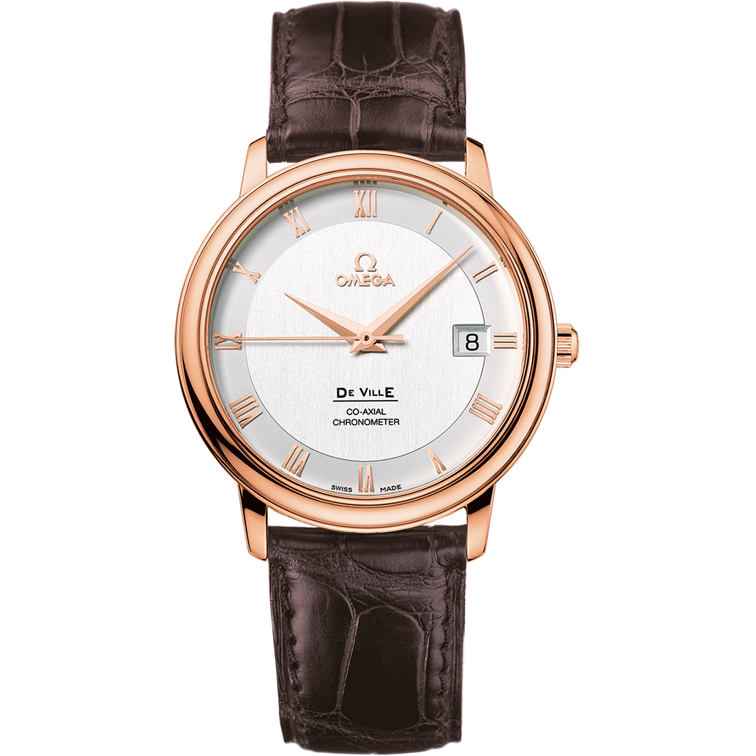 De Ville Prestige 36.5 mm, red gold on leather strap - 4678.31.02 