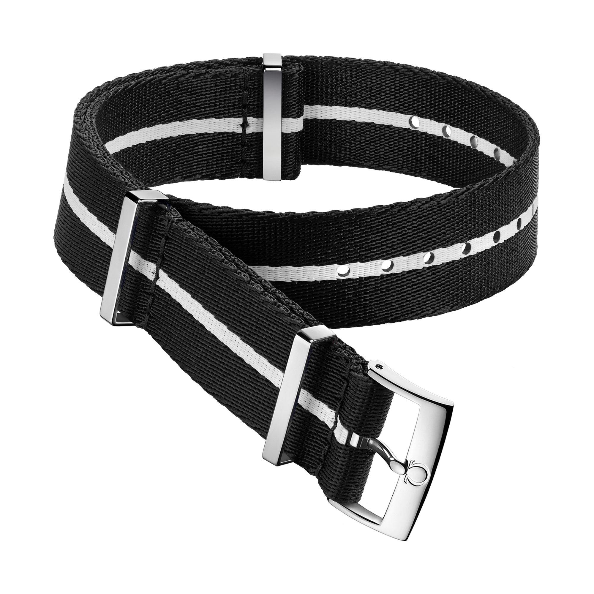 NATO straps Polyamide black strap with white stripe | OMEGA US®