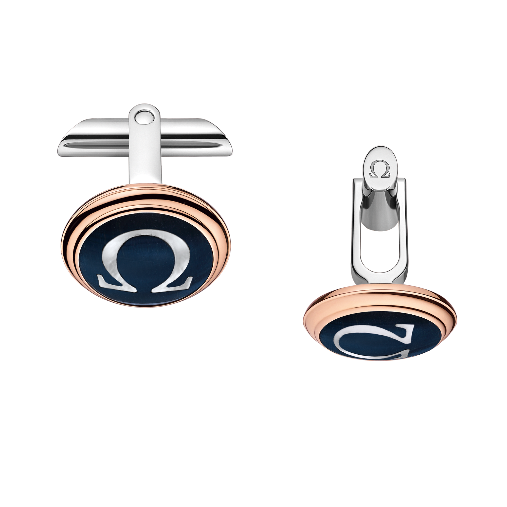 18K red gold stainless steel and 2 Mother of Pearl cabochons Cufflinks CA02DG0700305 OMEGA US