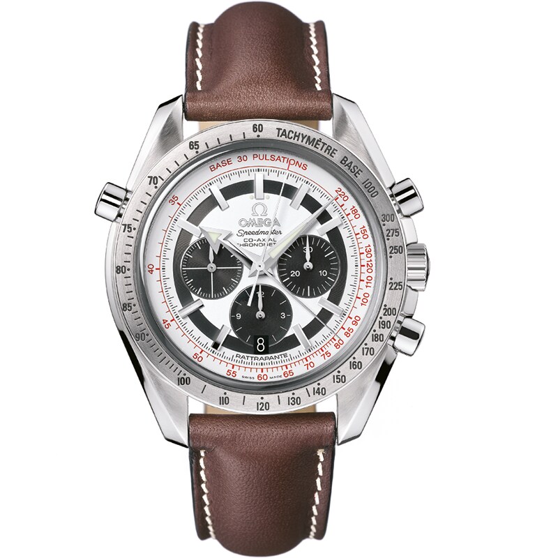 Speedmaster 44.25 mm steel on leather strap 3882.31.37 OMEGA