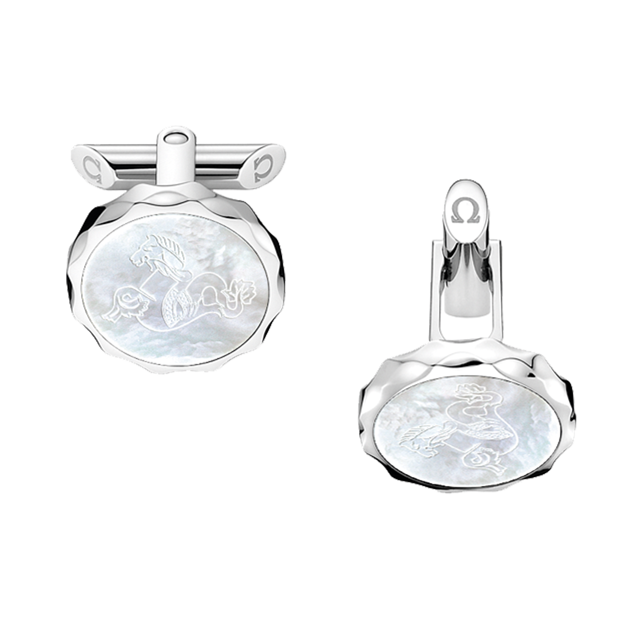 Omega Aqua Cufflinks, Mother-of-Pearl, Stainless steel - C93STA0504205
