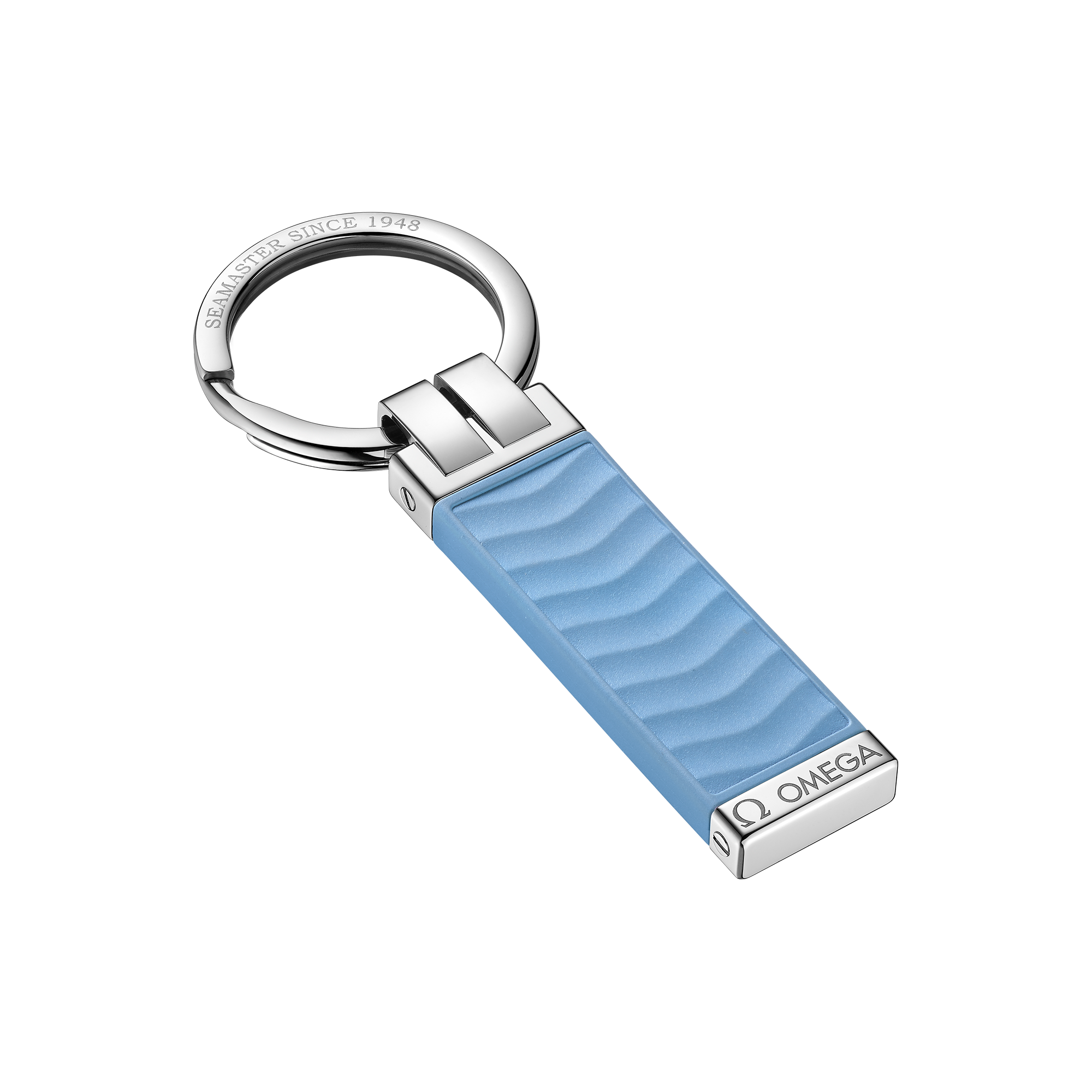 Omega Aqua Porta-chaves, Borracha azul, Aço inoxidável - KA05ST0000605