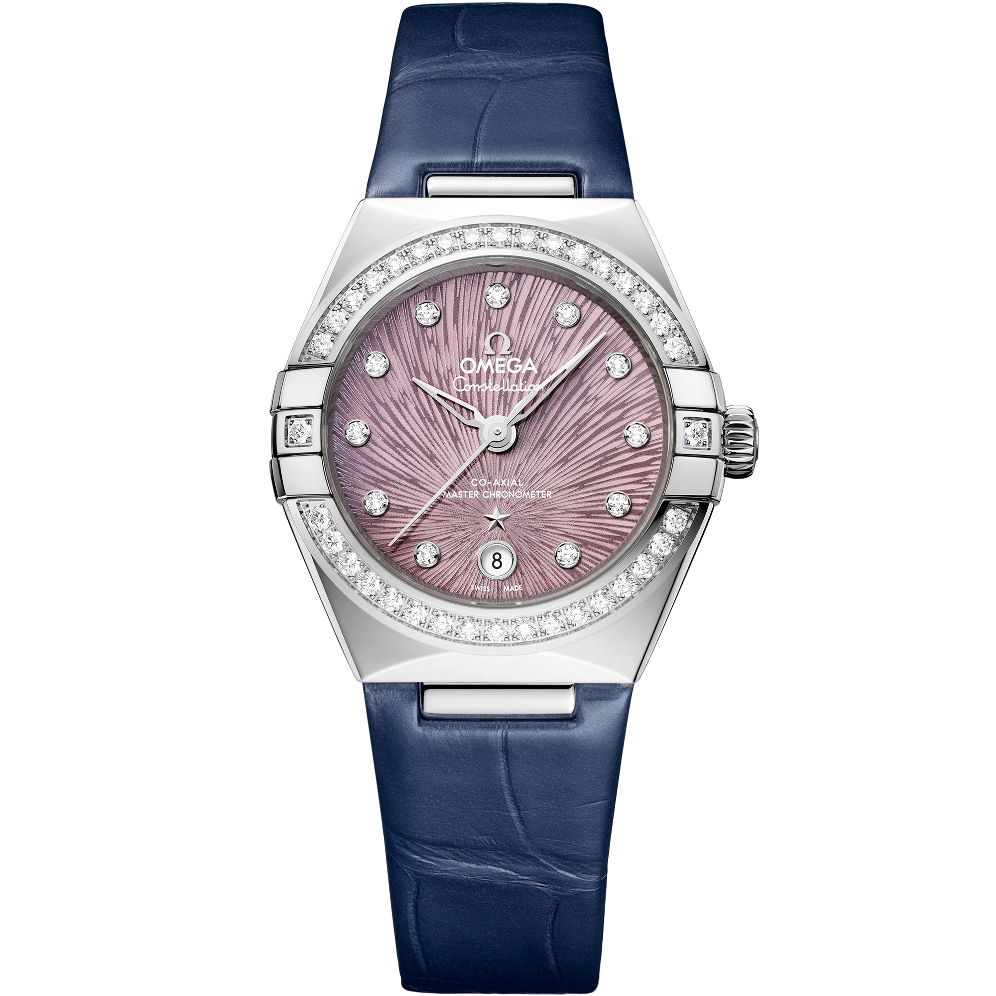 Purple dial watch on Steel case with Alligator bracelet - Constellation 29 mm, Steel on Alligator - 13118292060001