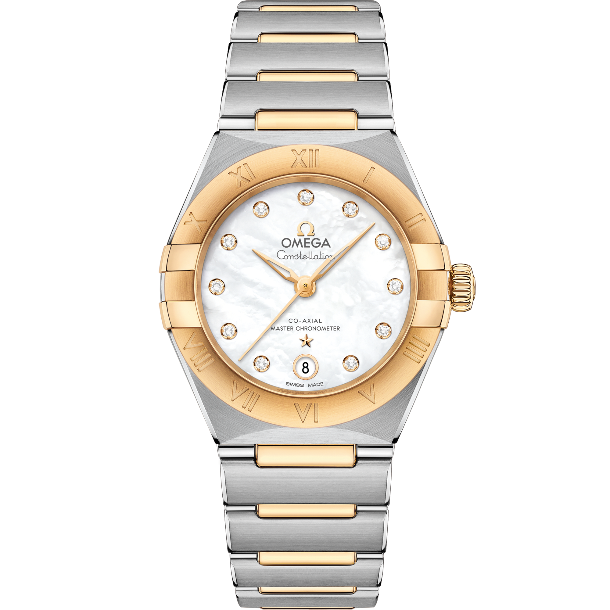 White dial watch on Steel - yellow gold case with Steel - yellow gold bracelet - Constellation 29 mm, steel - yellow gold on steel - yellow gold - 131.20.29.20.55.002