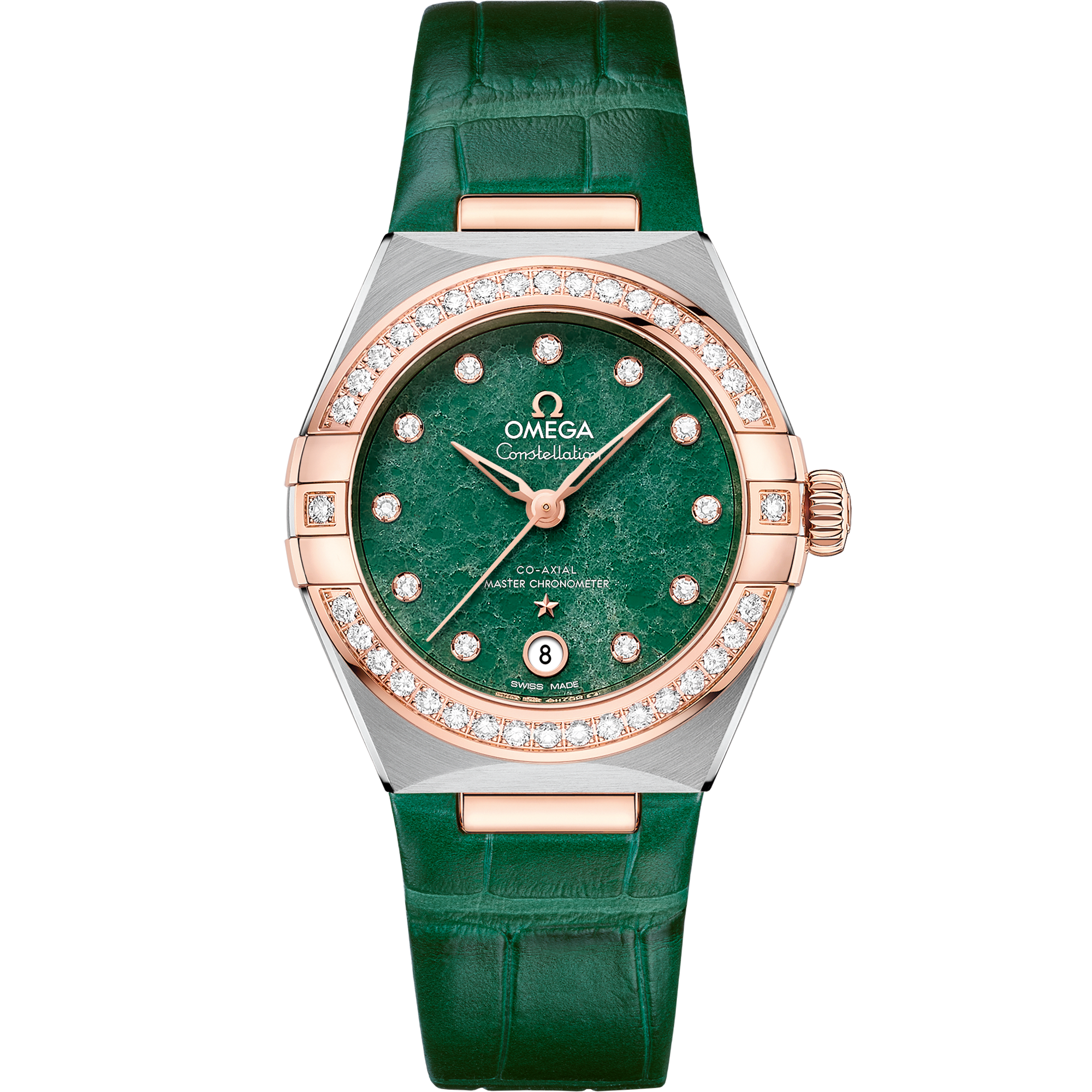 Cadran Vert sur boîtier Acier - or « Sedna™ » avec Bracelet en cuir bracelet - Constellation 29 mm, acier - or « Sedna™ » sur bracelet en cuir - 131.28.29.20.99.001