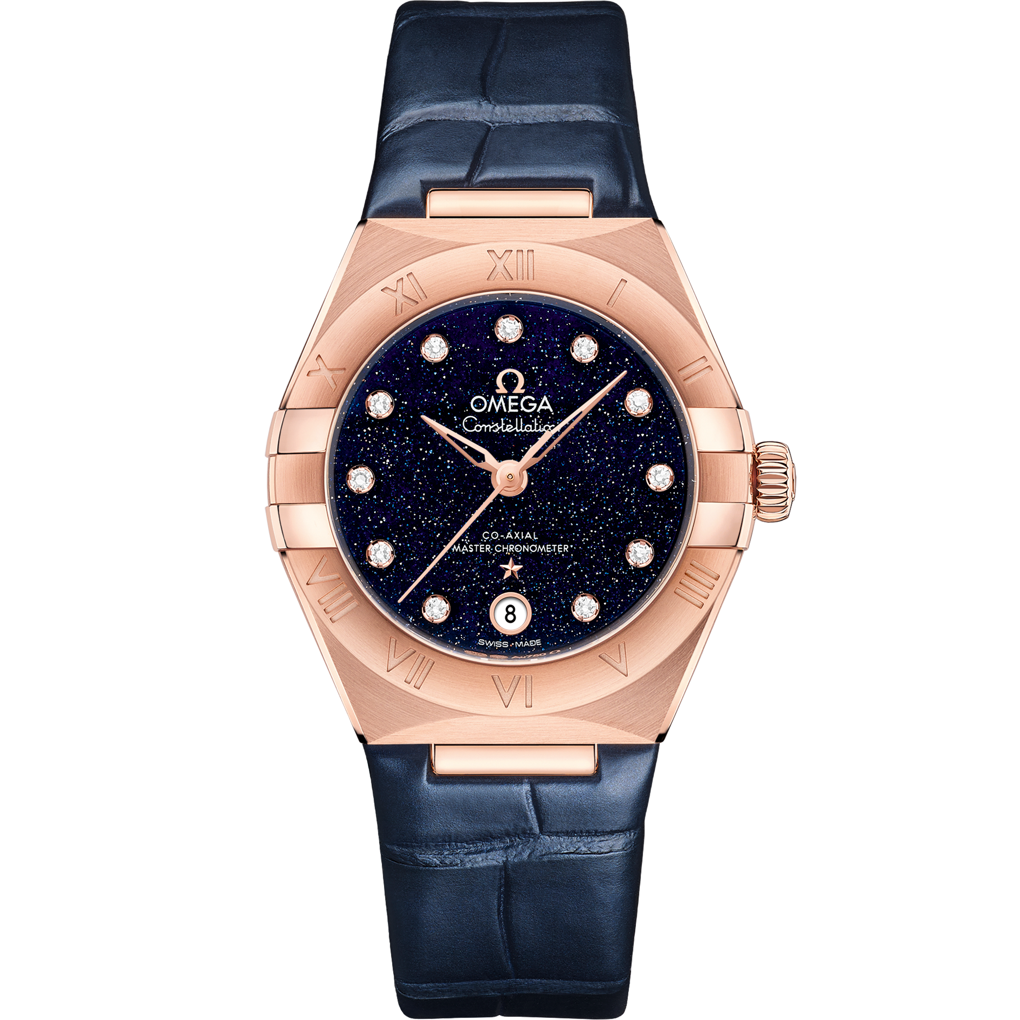 Blue dial watch on Sedna™ gold case with Leather strap - Constellation 29 mm, Sedna™ gold on leather strap - 131.53.29.20.53.003