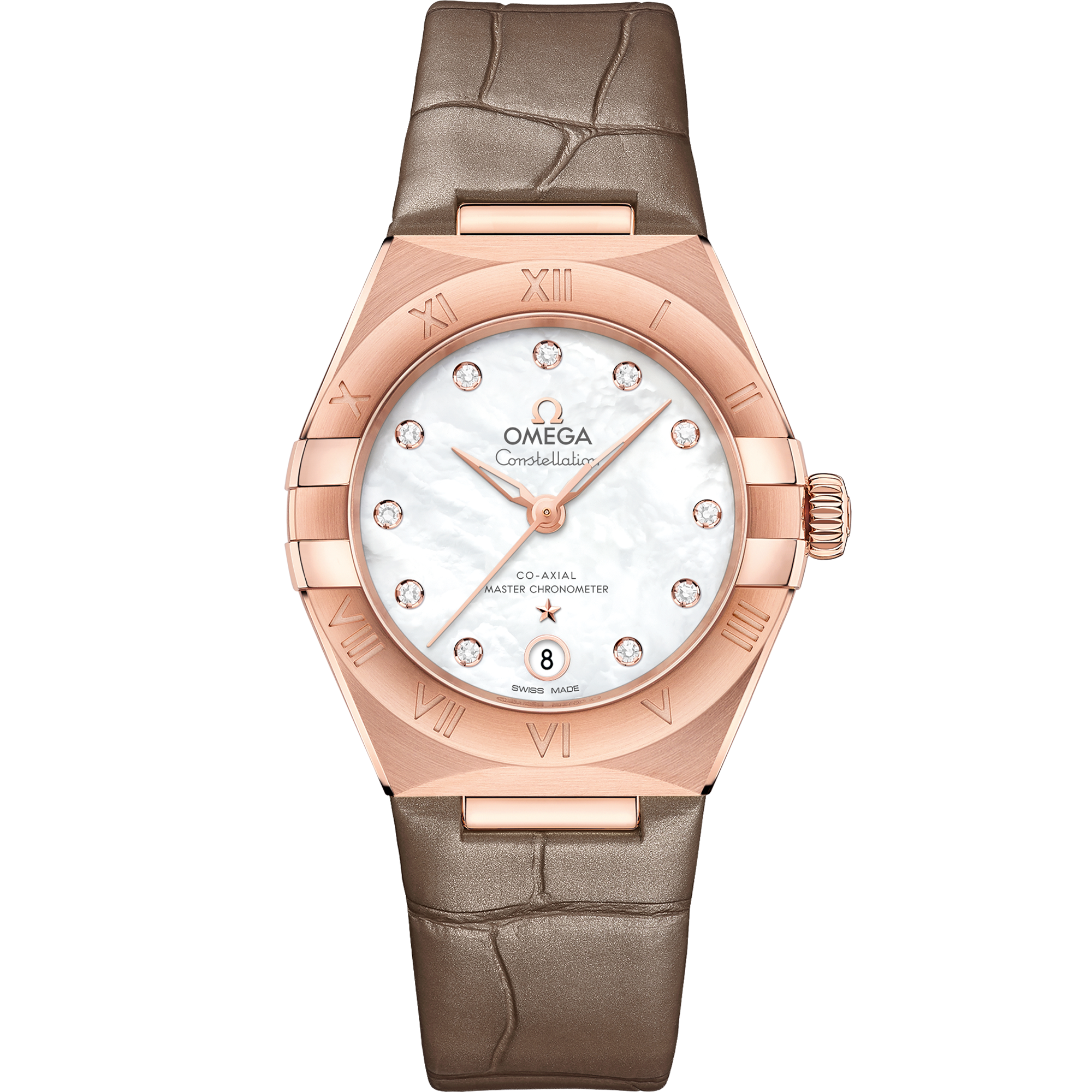 Constellation 29 mm, Sedna™ gold on leather strap - 13153292055002