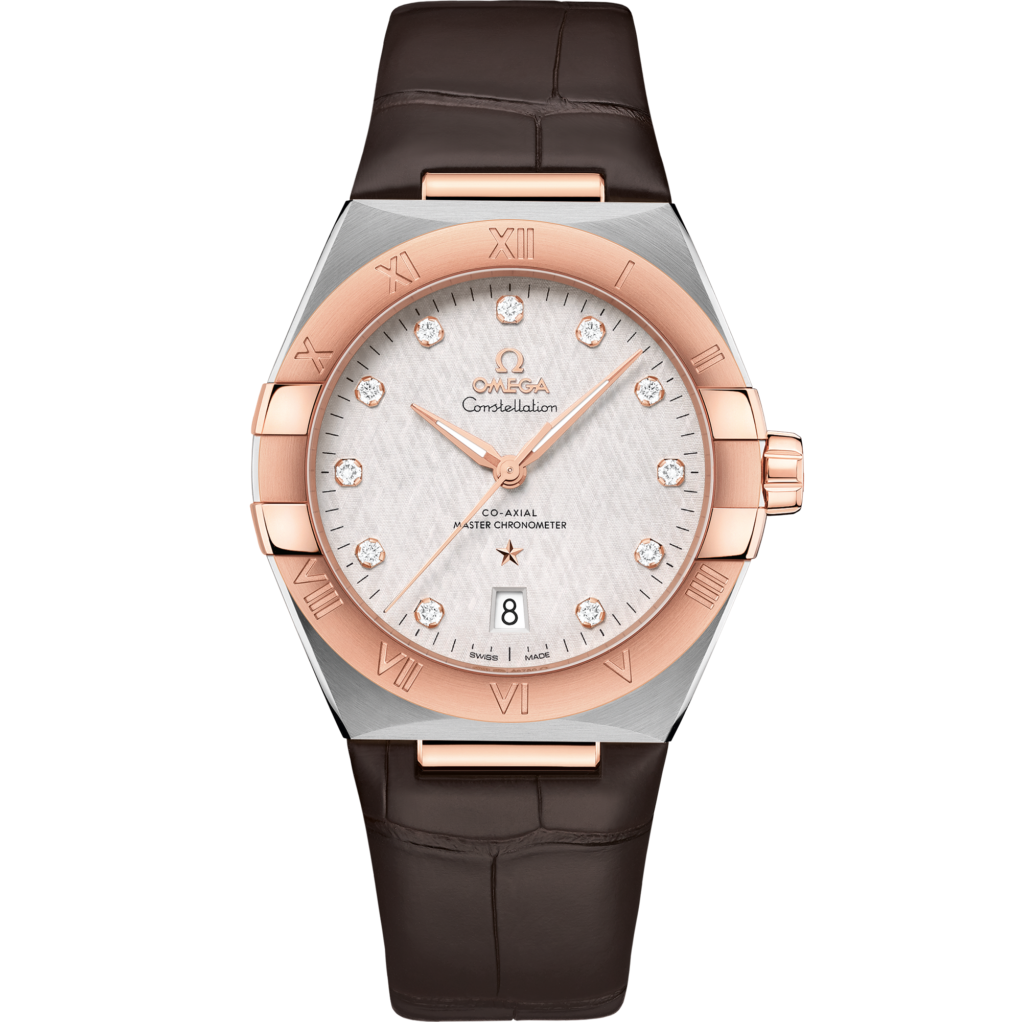Constellation 39 mm, steel - Sedna™ gold on leather strap - 131.23.39.20.52.001