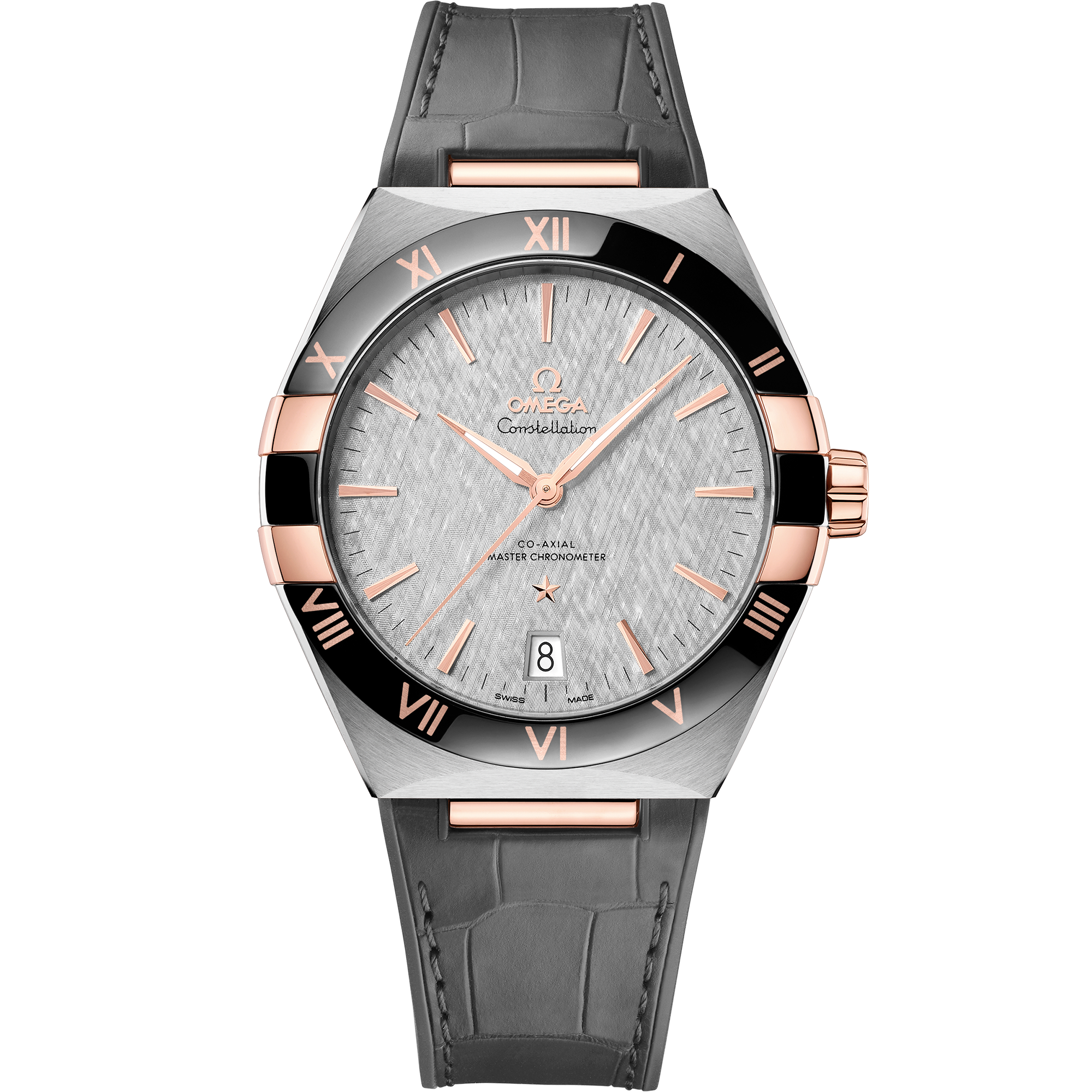 Grey dial watch on Steel - Sedna™ gold case with Leather strap - Constellation 41 mm, steel - Sedna™ gold on leather strap - 131.23.41.21.06.001