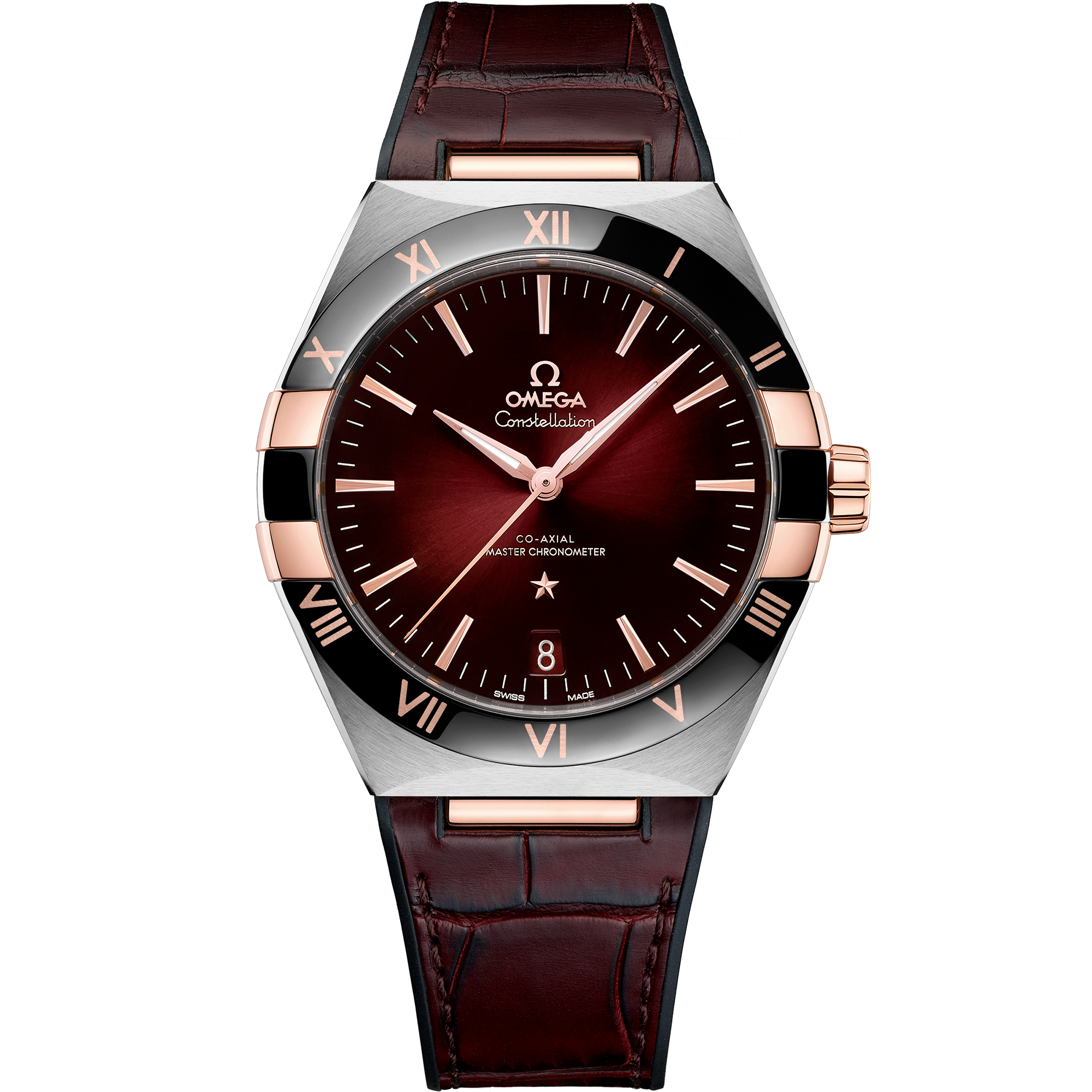 Constellation 41 mm steel Sedna gold on leather strap 131.23.41.21.11.001 OMEGA CH