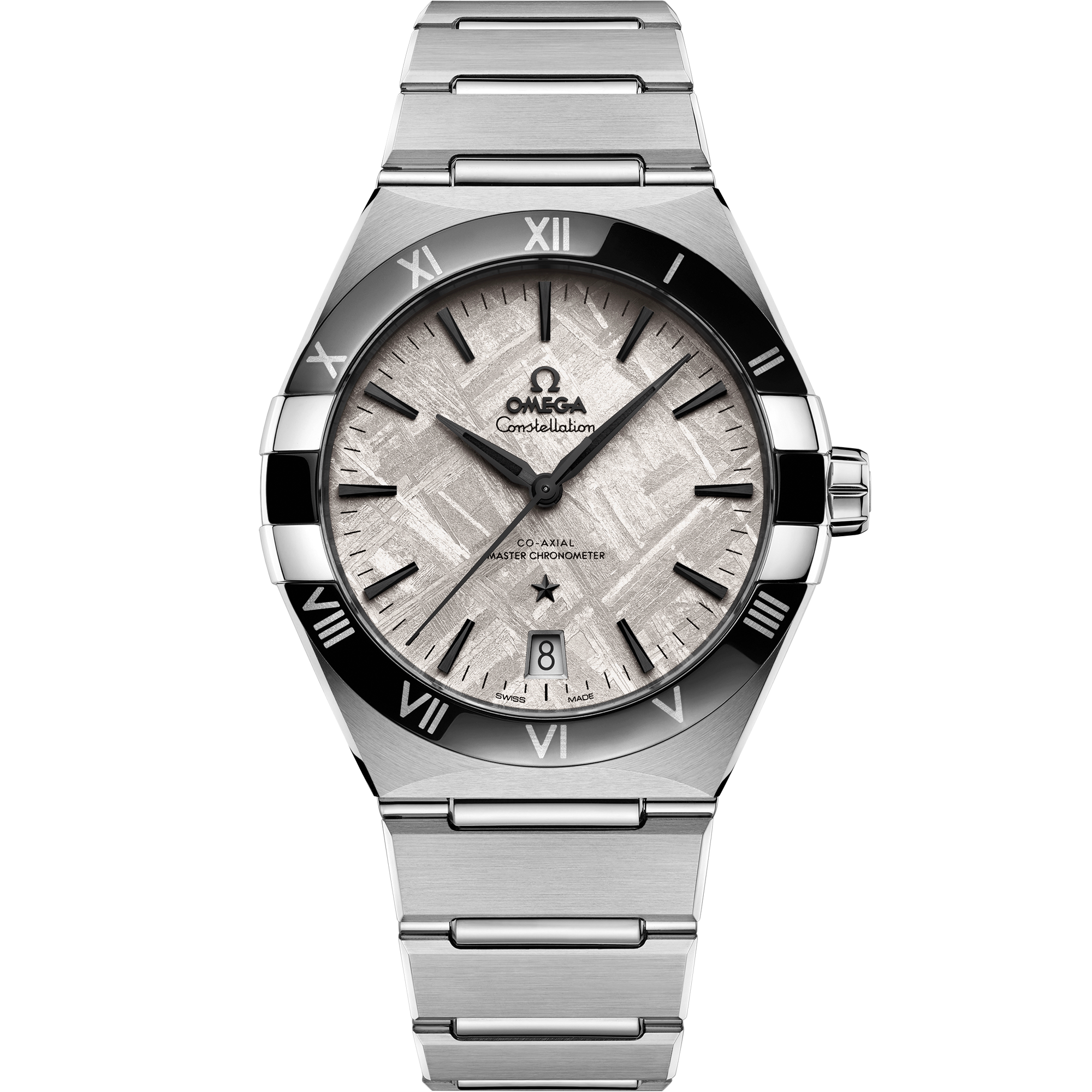 Uhr mit Grau Zifferblatt auf Stahl Gehäuse mit Edelstahlarmband bracelet - Constellation 41 mm, Stahl mit Stahlband - 131.30.41.21.99.001