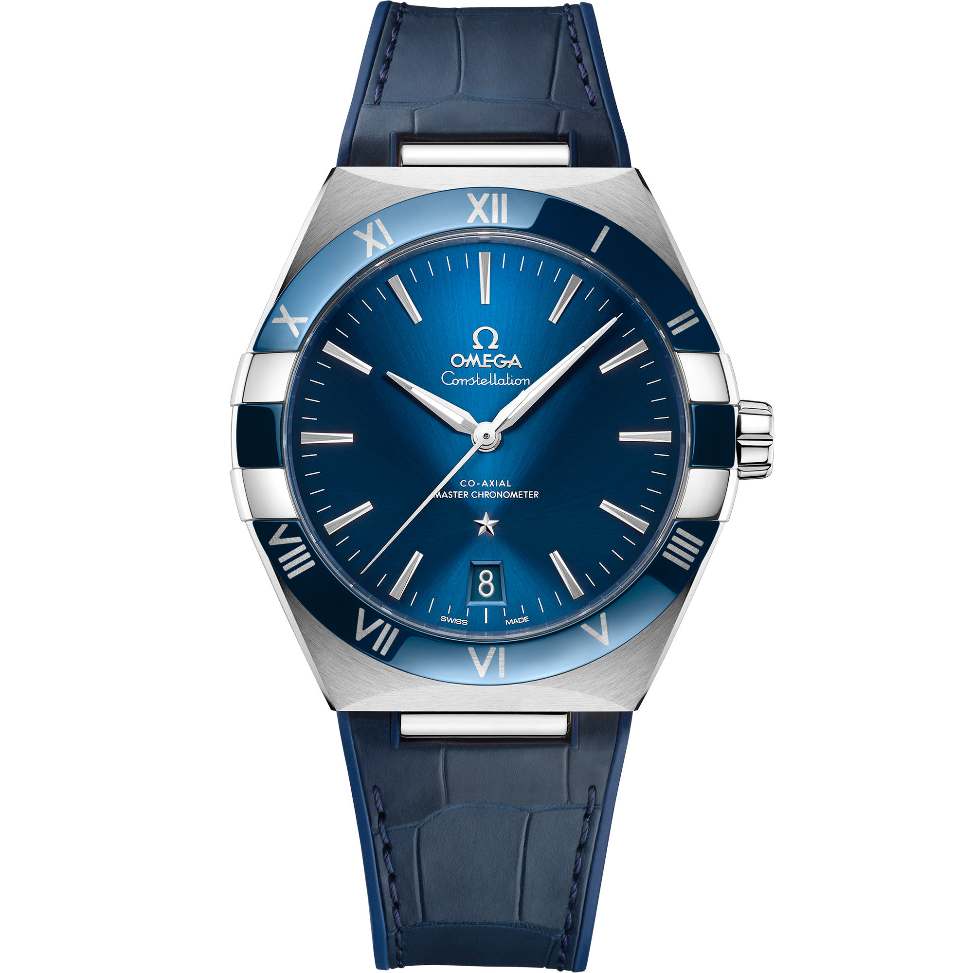 Blue dial watch on Steel case with Leather strap - Constellation 41 mm, steel on leather strap - 131.33.41.21.03.001