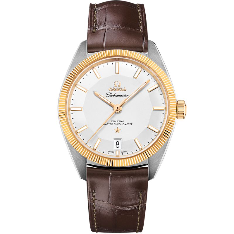 Constellation 39 mm, steel - yellow gold on leather strap - 13023392102001