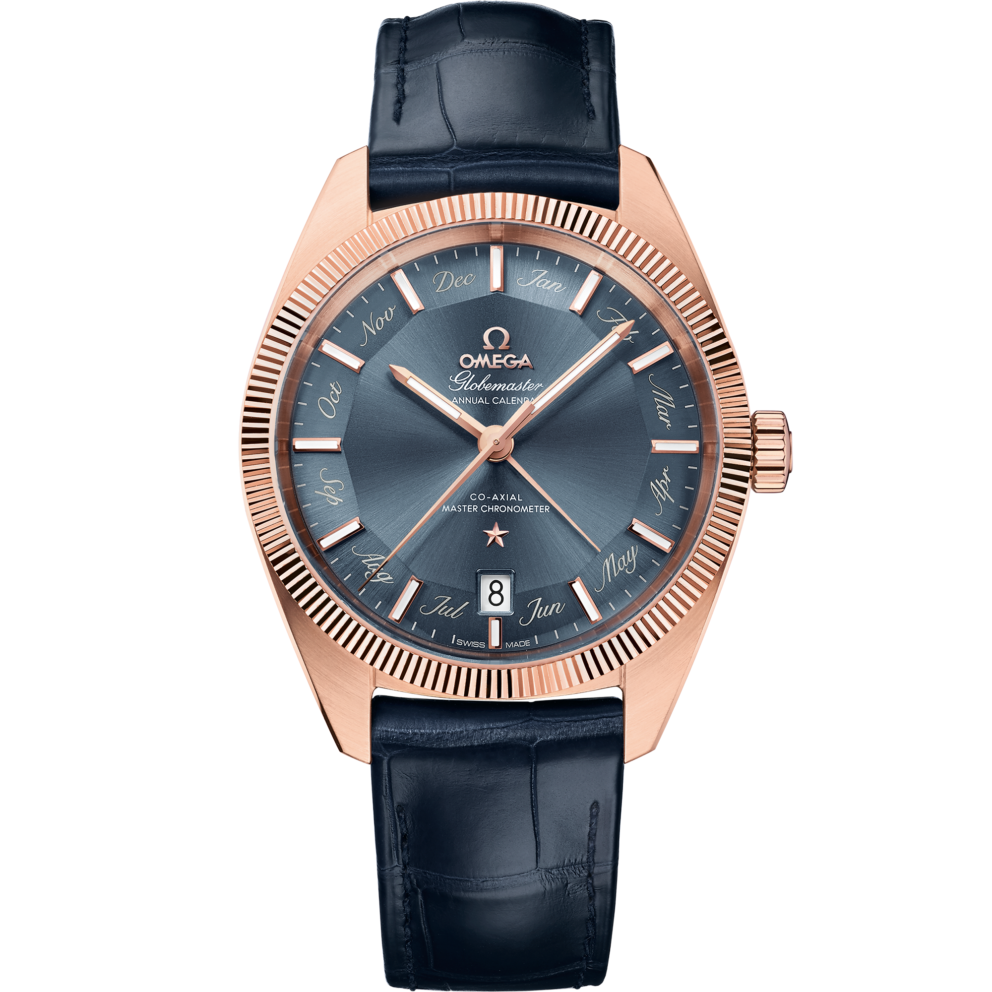 Constellation Globemaster 41 mm, Sedna™ gold on leather strap -  130.53.41.22.03.001 | OMEGA®