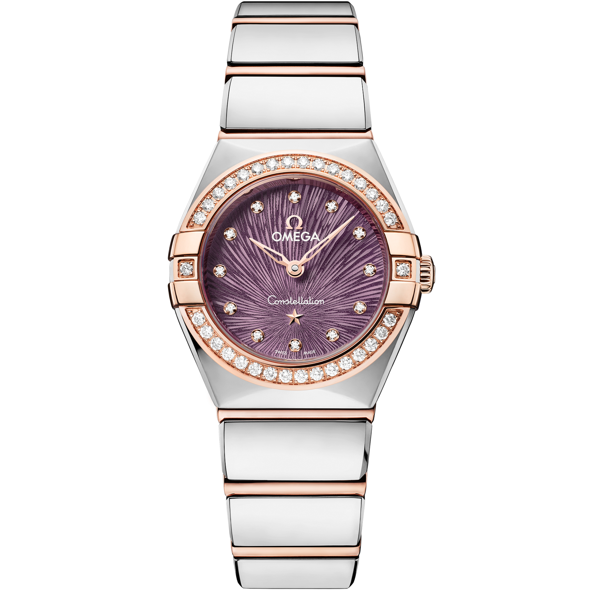 Purple dial watch on Steel - Sedna™ gold case with Steel - Sedna™ gold bracelet - Constellation 25 mm, Steel - Sedna™ gold on Steel - Sedna™ gold - 13125256060002