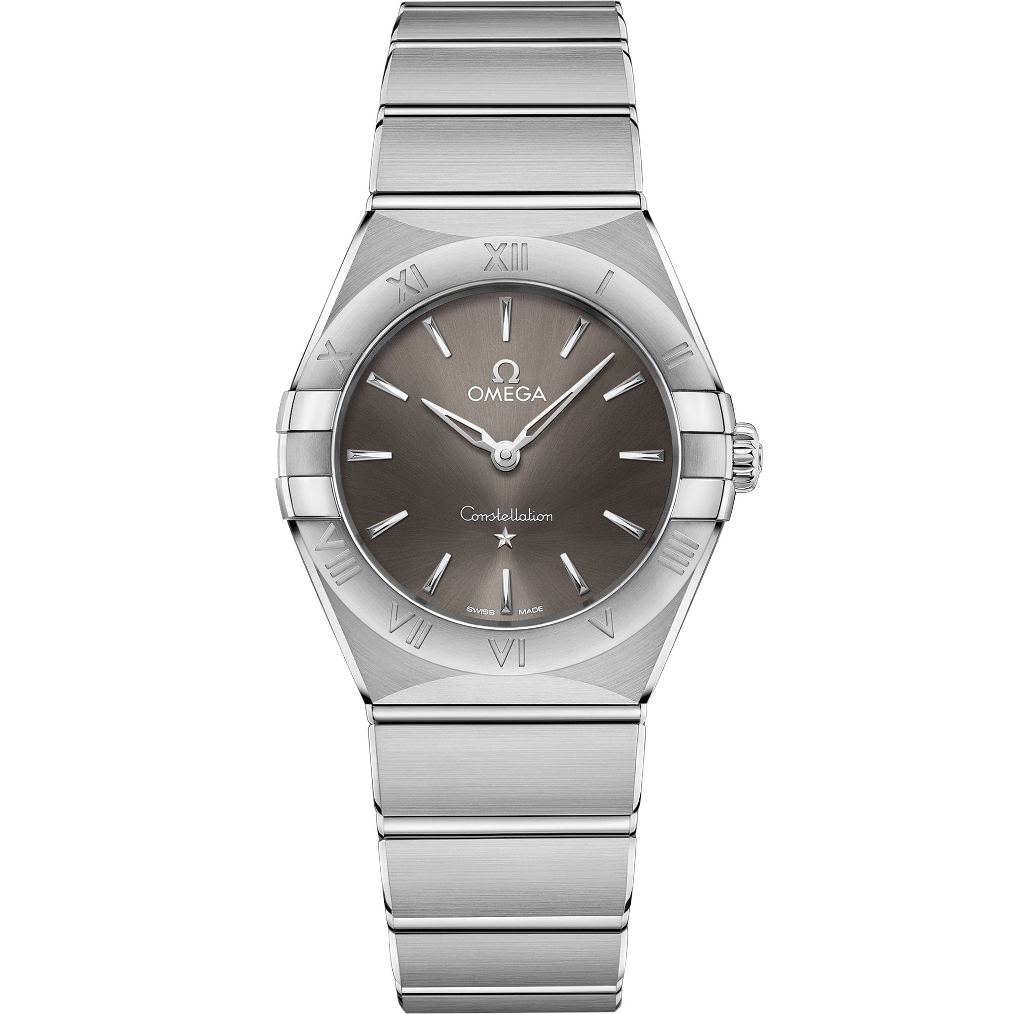 Uhr mit Grau Zifferblatt auf Stahl Gehäuse mit Edelstahlarmband bracelet - Constellation 28 mm, Stahl mit Stahlband - 131.10.28.60.06.001