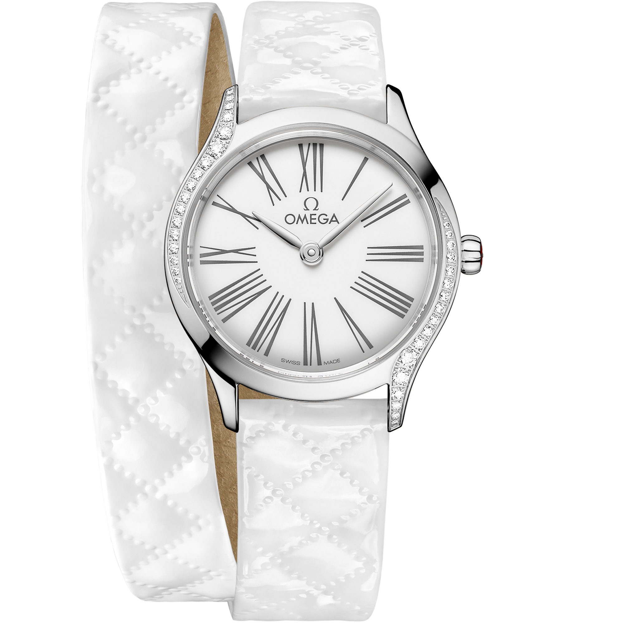 White dial watch on Steel case with Leather strap - De Ville Mini Trésor 26 mm, Steel on Leather strap - 428.17.26.60.04.008