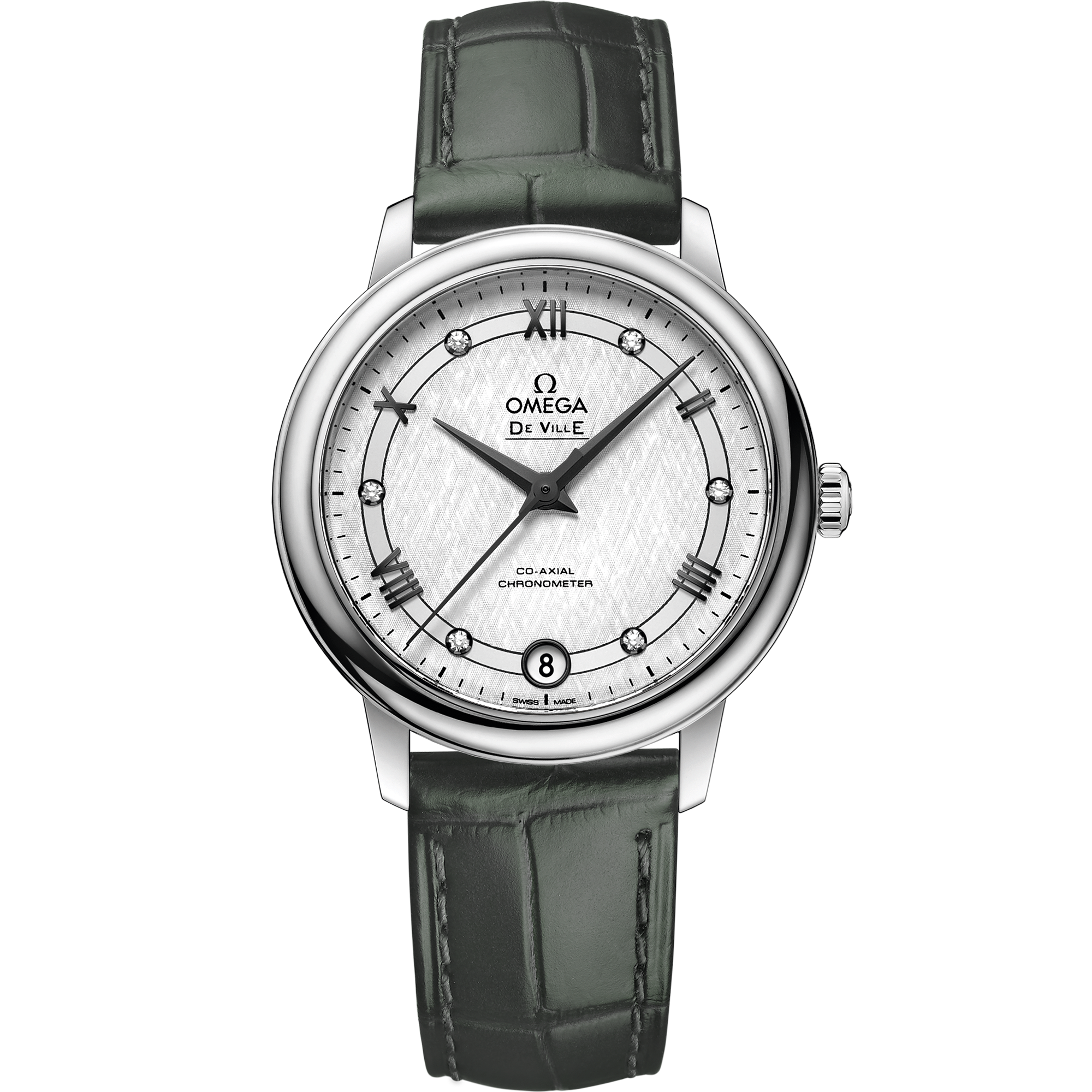 De Ville Prestige 32.7 Mm, Steel On Leather Strap - 424.13.33.20.52.002 