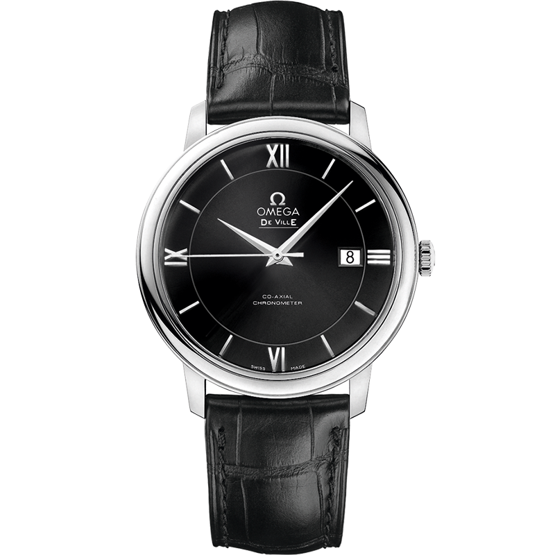 De Ville Prestige 39.5 mm, steel on leather strap - 424.13.40.20.01.001 |  OMEGA®