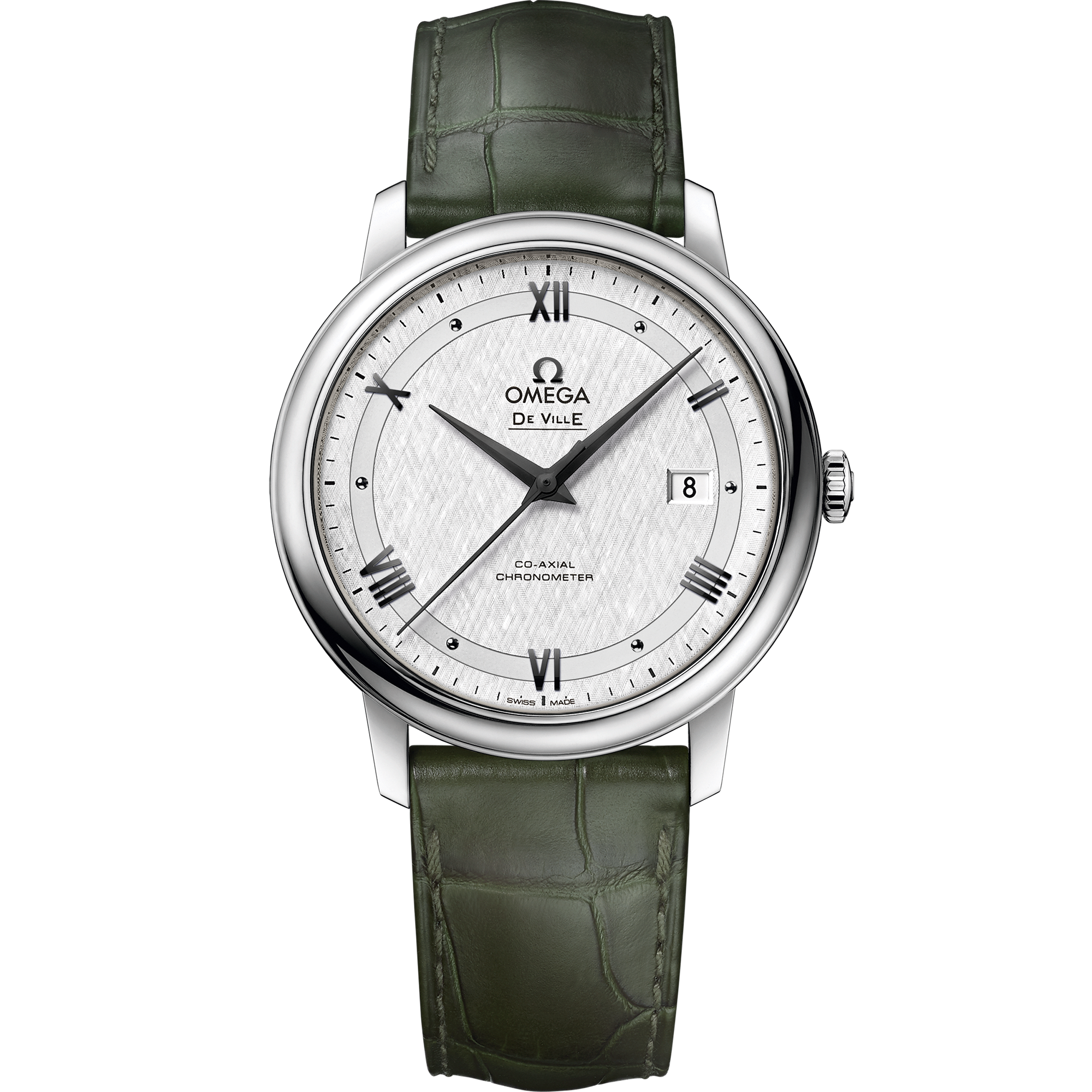 Uhr mit  Zifferblatt auf Stahl Gehäuse mit Lederarmband bracelet - De Ville 39,5 mm, Stahl mit Lederarmband - 424.13.40.20.02.006