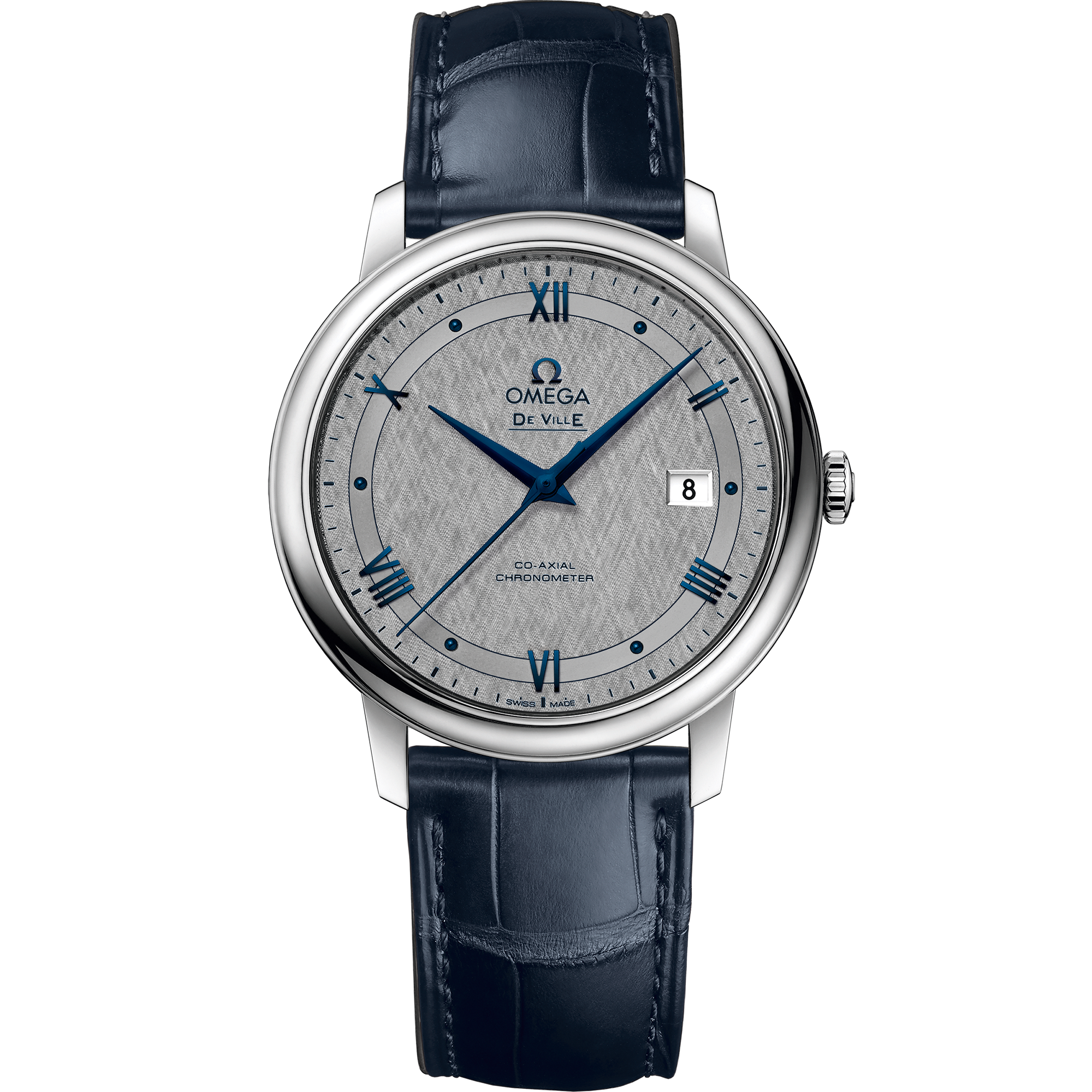  dial watch on Steel case with Leather strap - De Ville 39.5 mm, steel on leather strap - 424.13.40.20.06.002