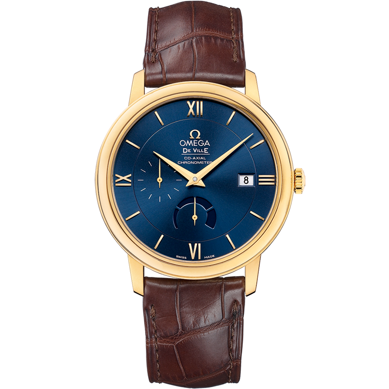 De Ville Prestige 39.5 mm, yellow gold on leather strap - Omega