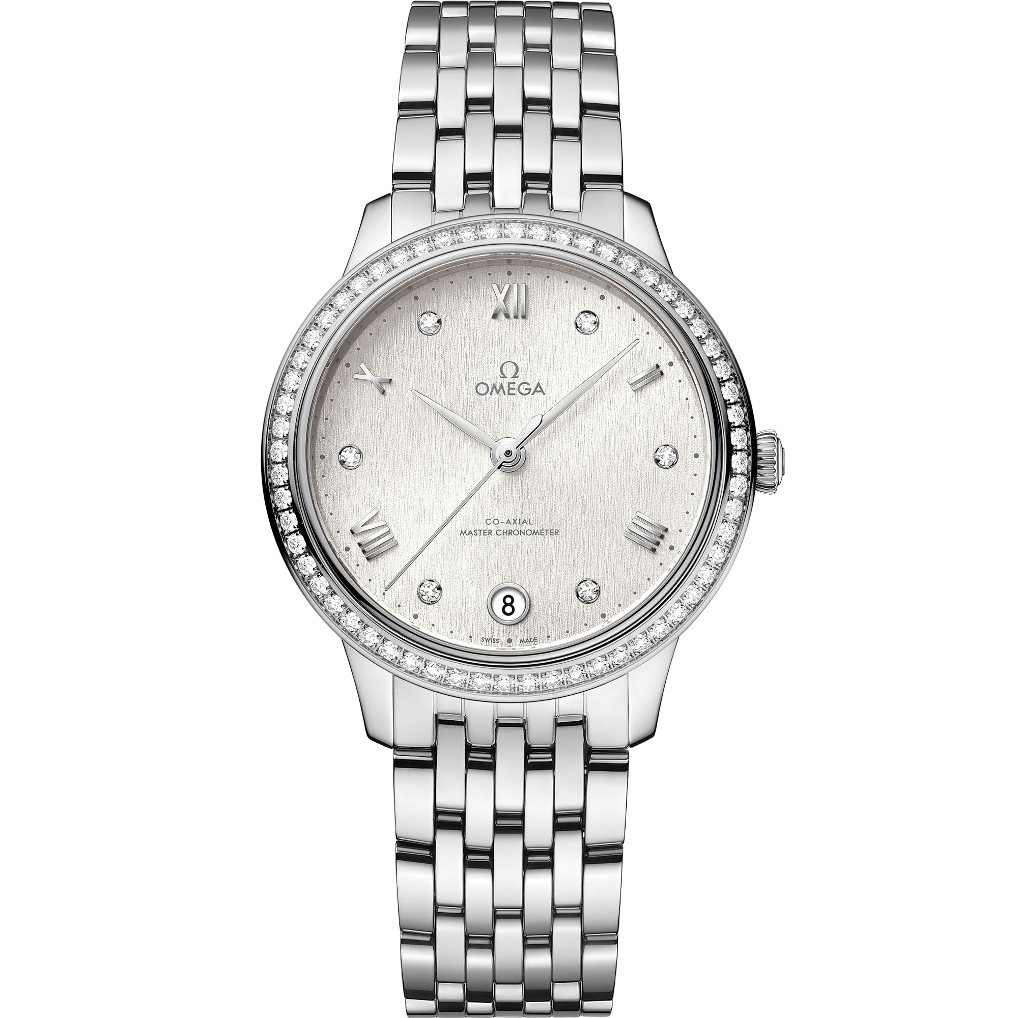 Silver dial watch on Steel case with Steel bracelet - De Ville Prestige 34 mm, Steel on Steel - 43415342052001