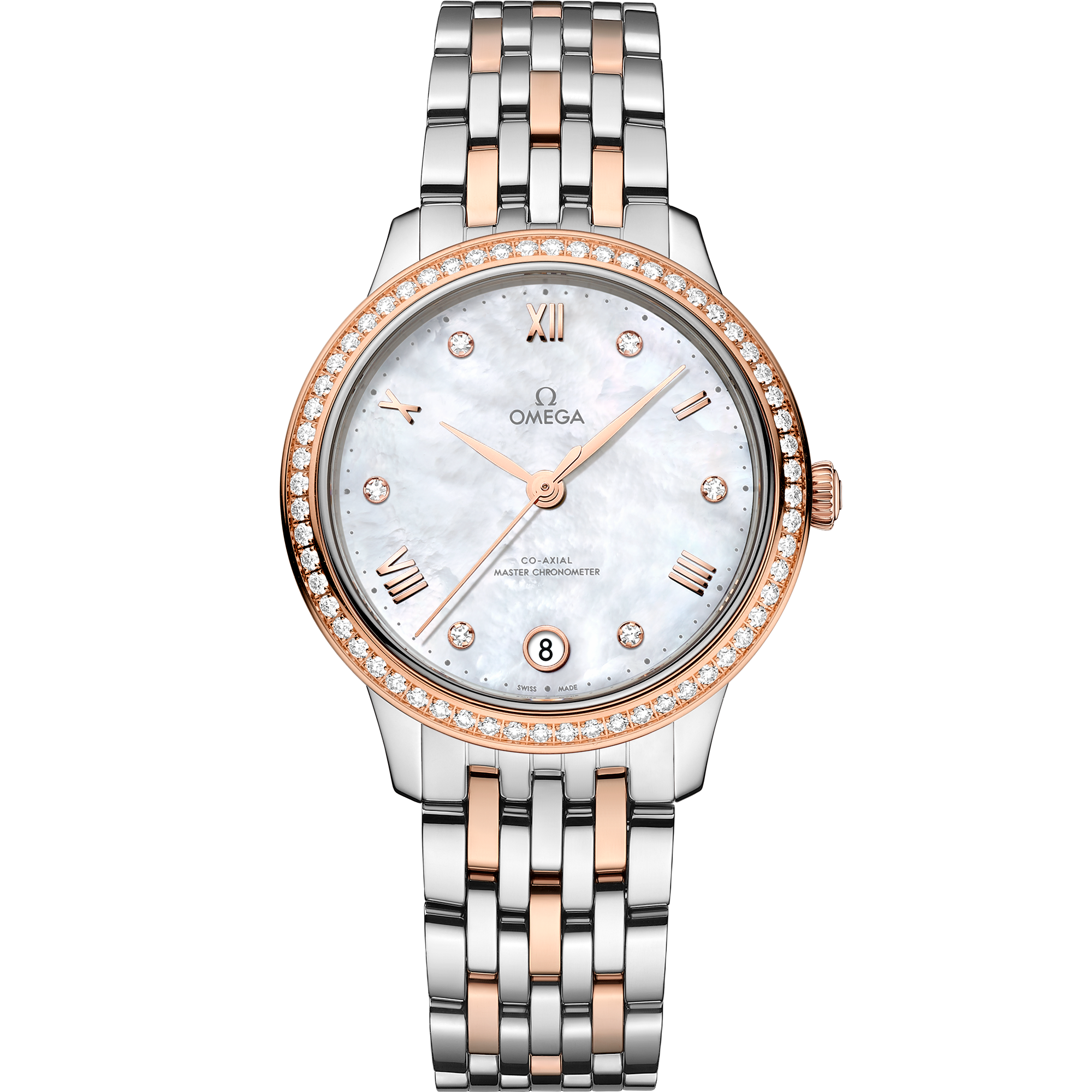 White dial watch on Steel - Sedna™ gold case with Steel - Sedna™ gold bracelet - De Ville Prestige 34 mm, Steel - Sedna™ gold on Steel - Sedna™ gold - 43425342055001