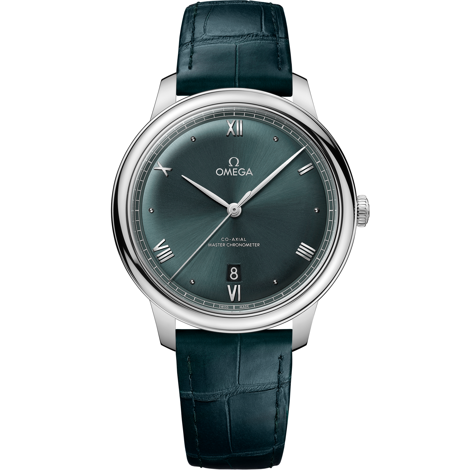 De Ville Prestige 40 mm, steel on leather strap - 434.13.40.20.10.001 ...