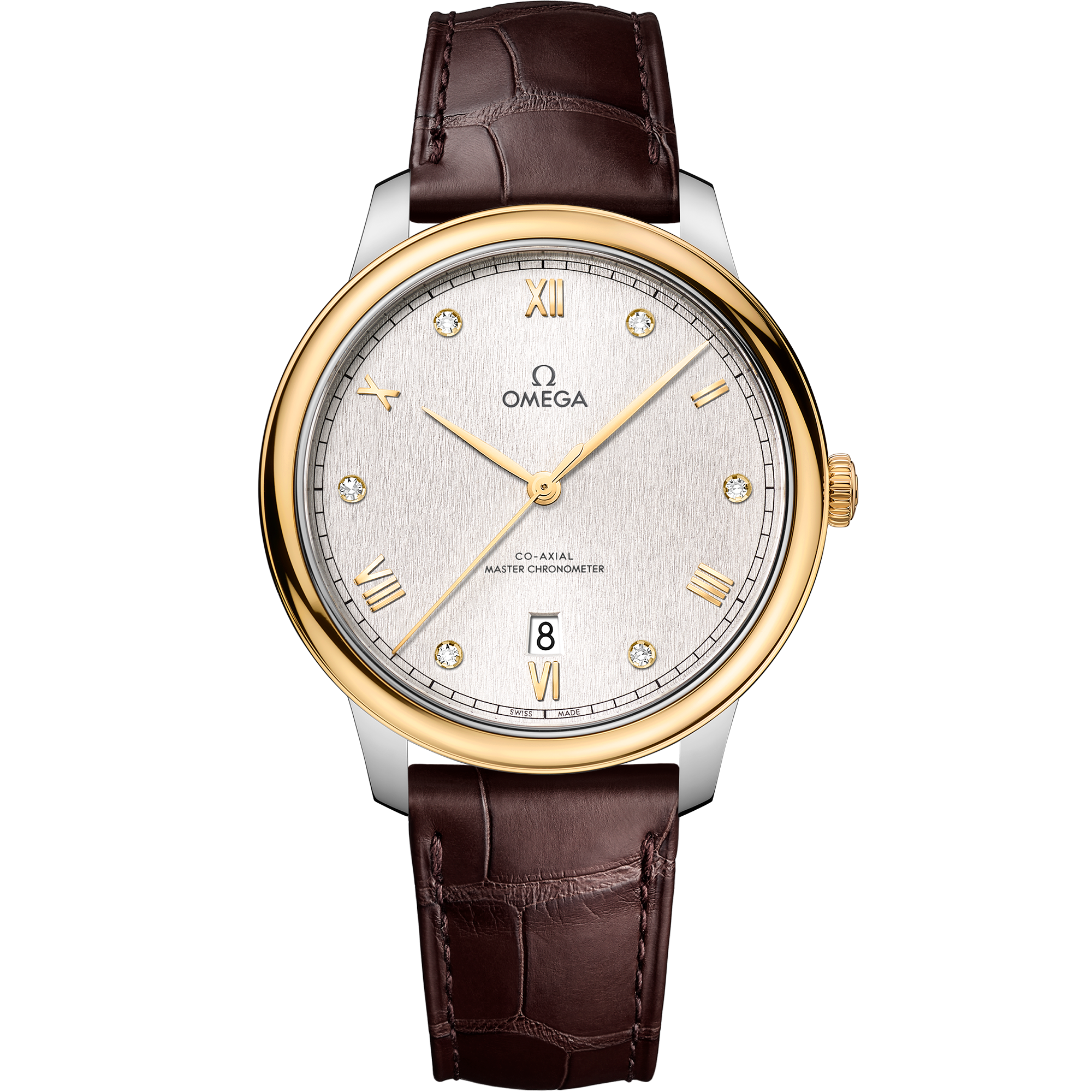 De Ville 40 mm, steel - yellow gold on leather strap - 434.23.40.20.52.001