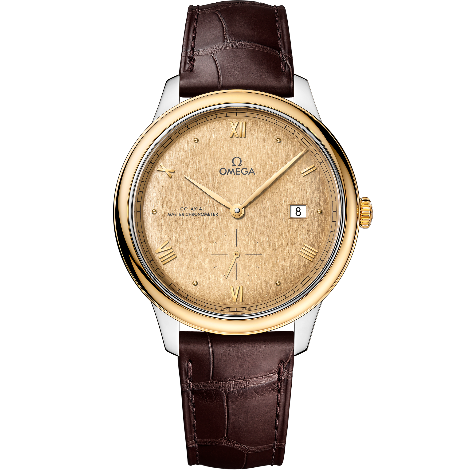 De Ville 41 mm, steel - yellow gold on leather strap - 434.23.41.20.08.001