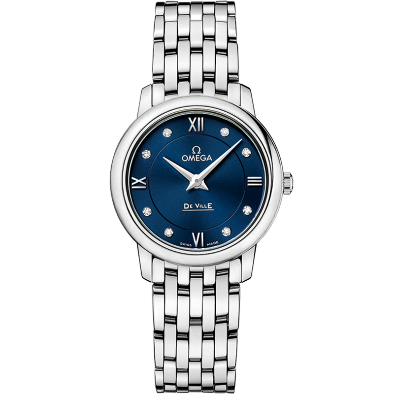 Blue dial watch on Steel case with Steel bracelet - De Ville Prestige 27.4 mm, steel on steel - 424.10.27.60.53.001