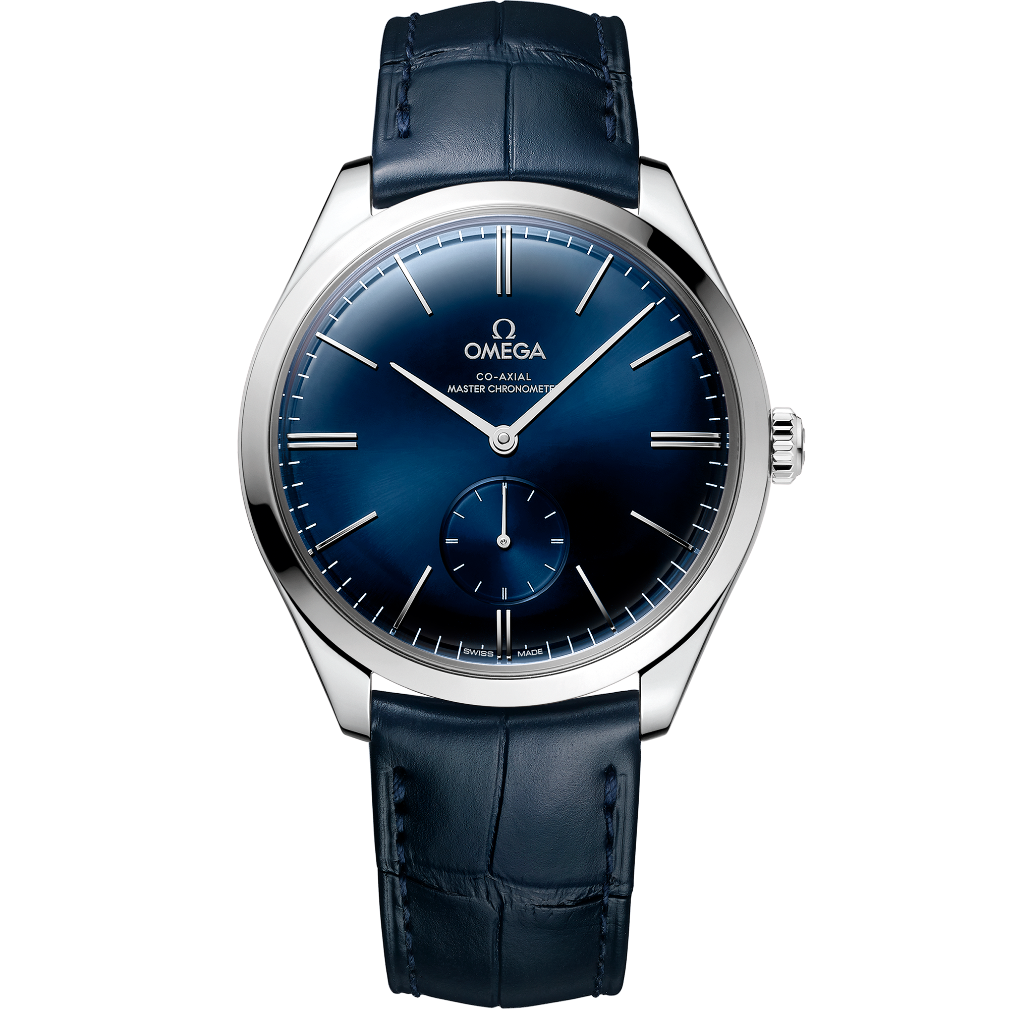 Blue dial watch on Steel case with Leather strap - De Ville Trésor 40 mm, steel on leather strap - 435.13.40.21.03.002