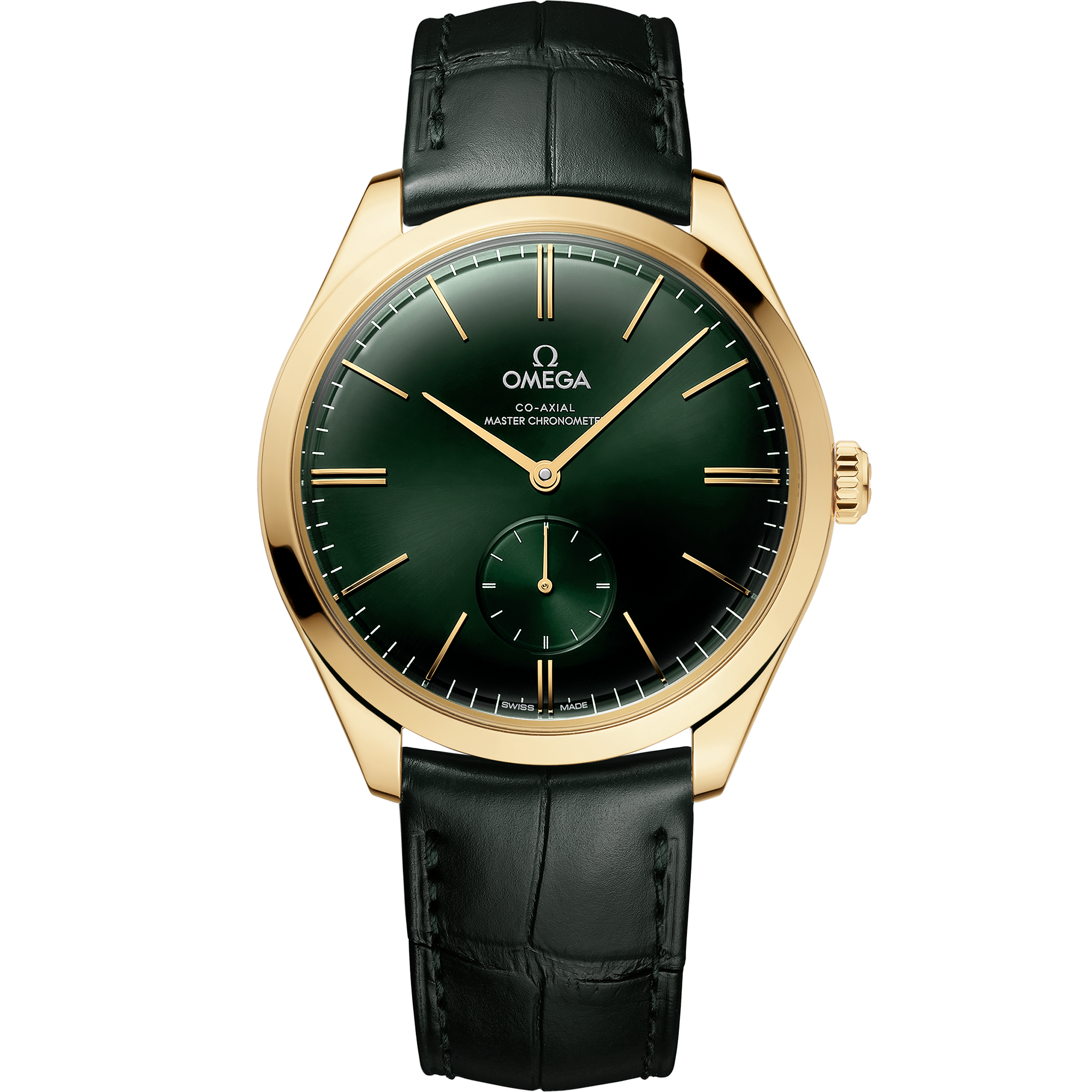 Green dial watch on Yellow gold case with Leather strap - De Ville Trésor 40 mm, yellow gold on leather strap - 435.53.40.21.10.001