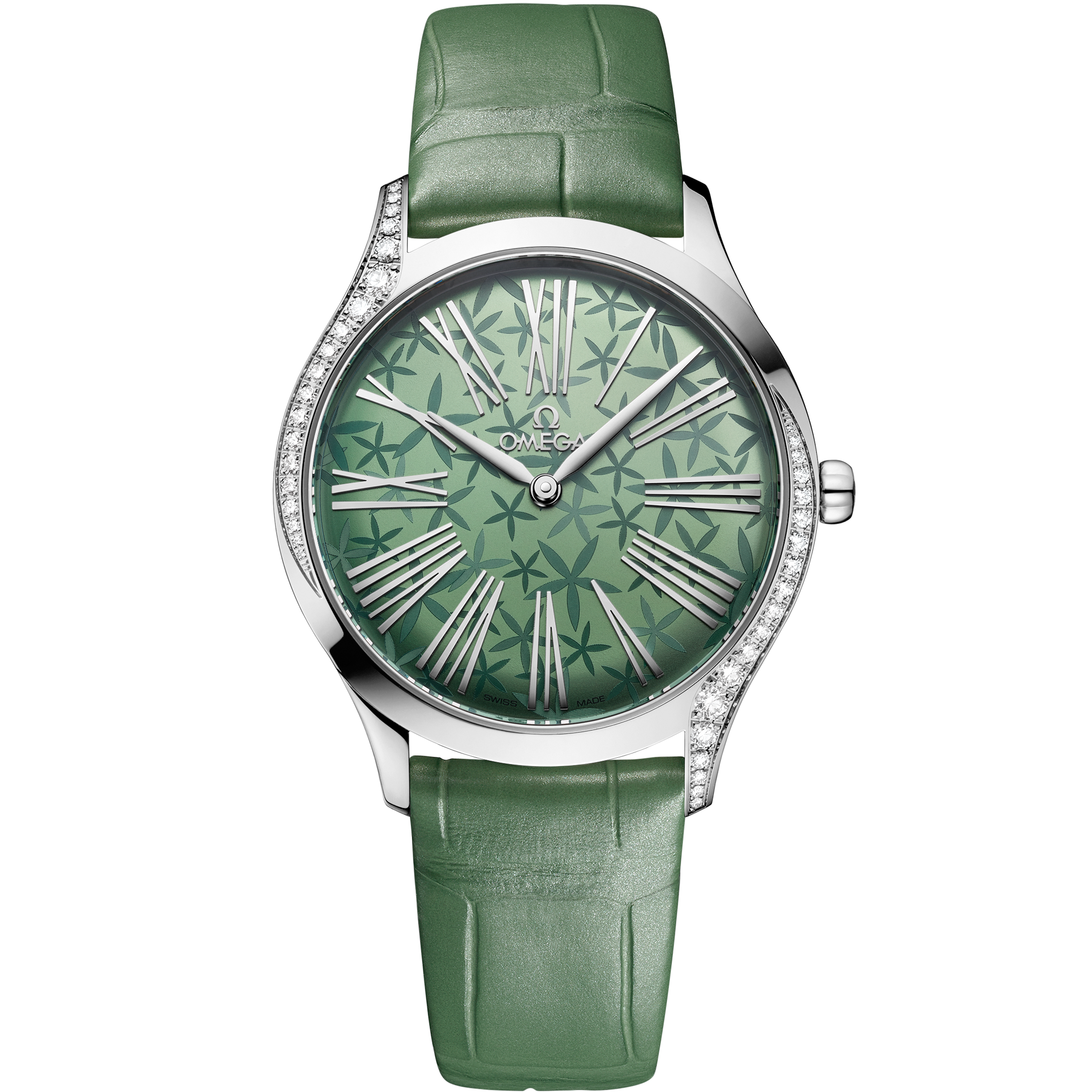 Orologio con quadrante Verde e cassa in Acciaio corredato di De Ville Trésor 36 mm, Acciaio su Alligatore - 428.18.36.60.10.002 - Alligatore bracelet
