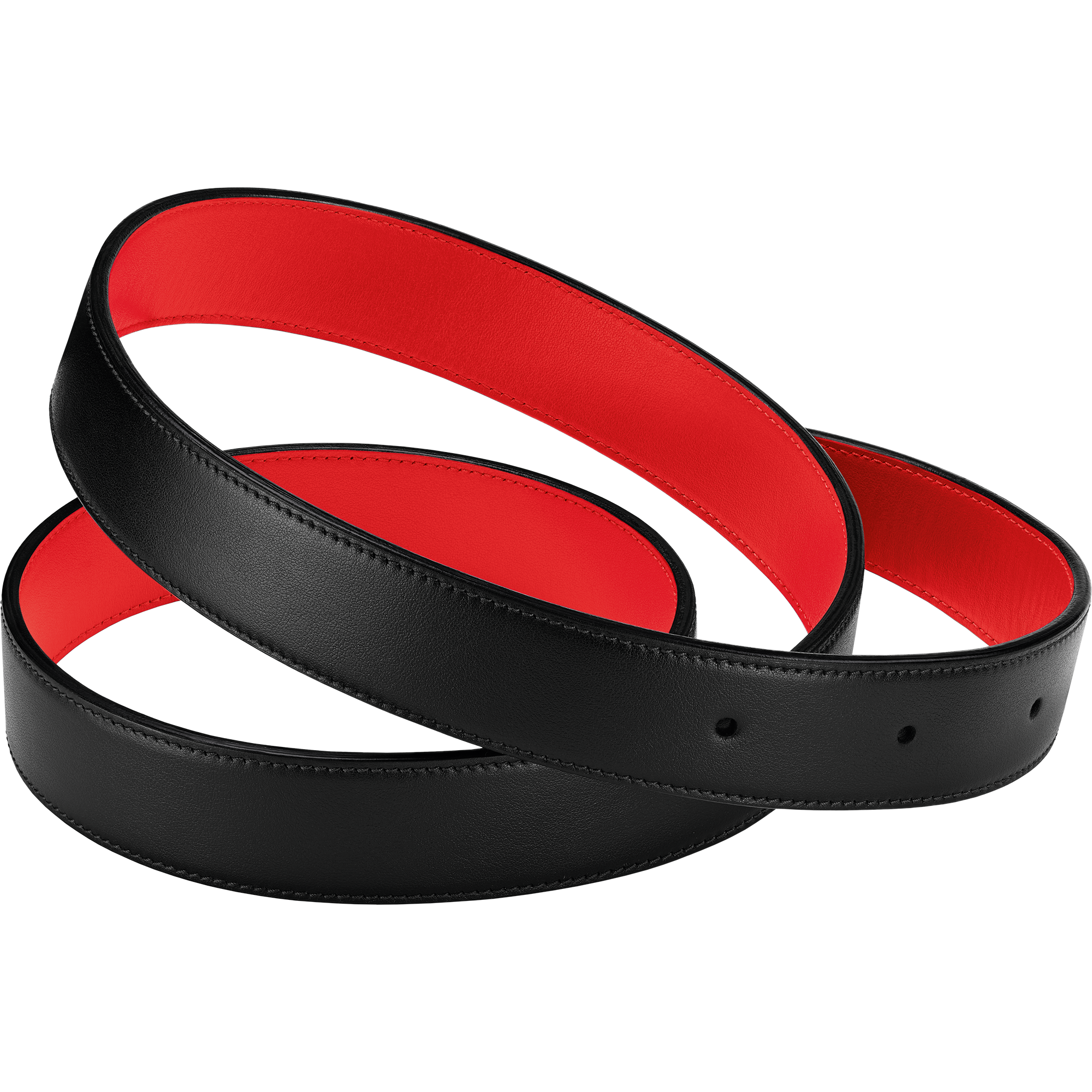 Fine Leather Belt, Black / Red - 7070910001