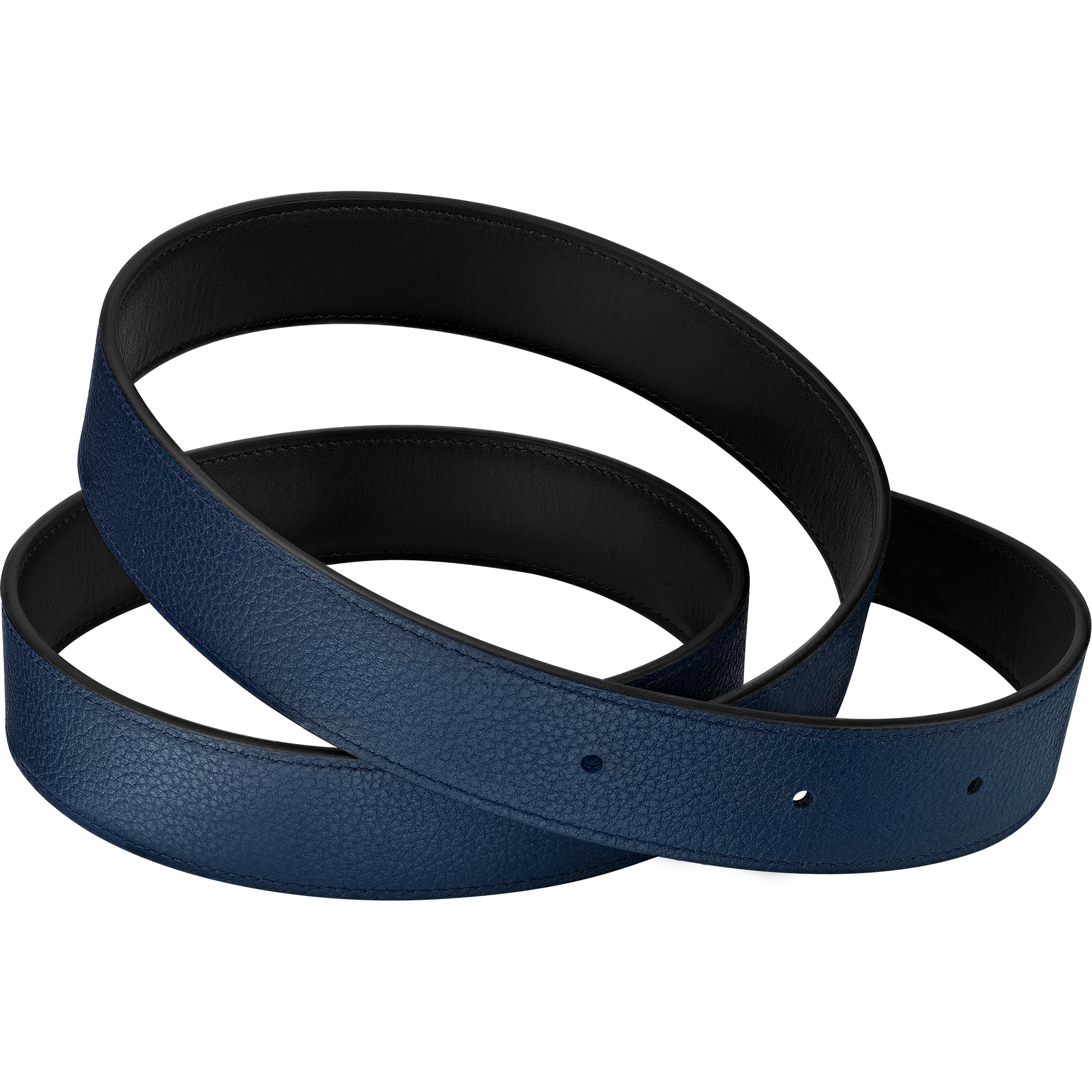 Fine Leather Belt, Black / Blue - 7070910002