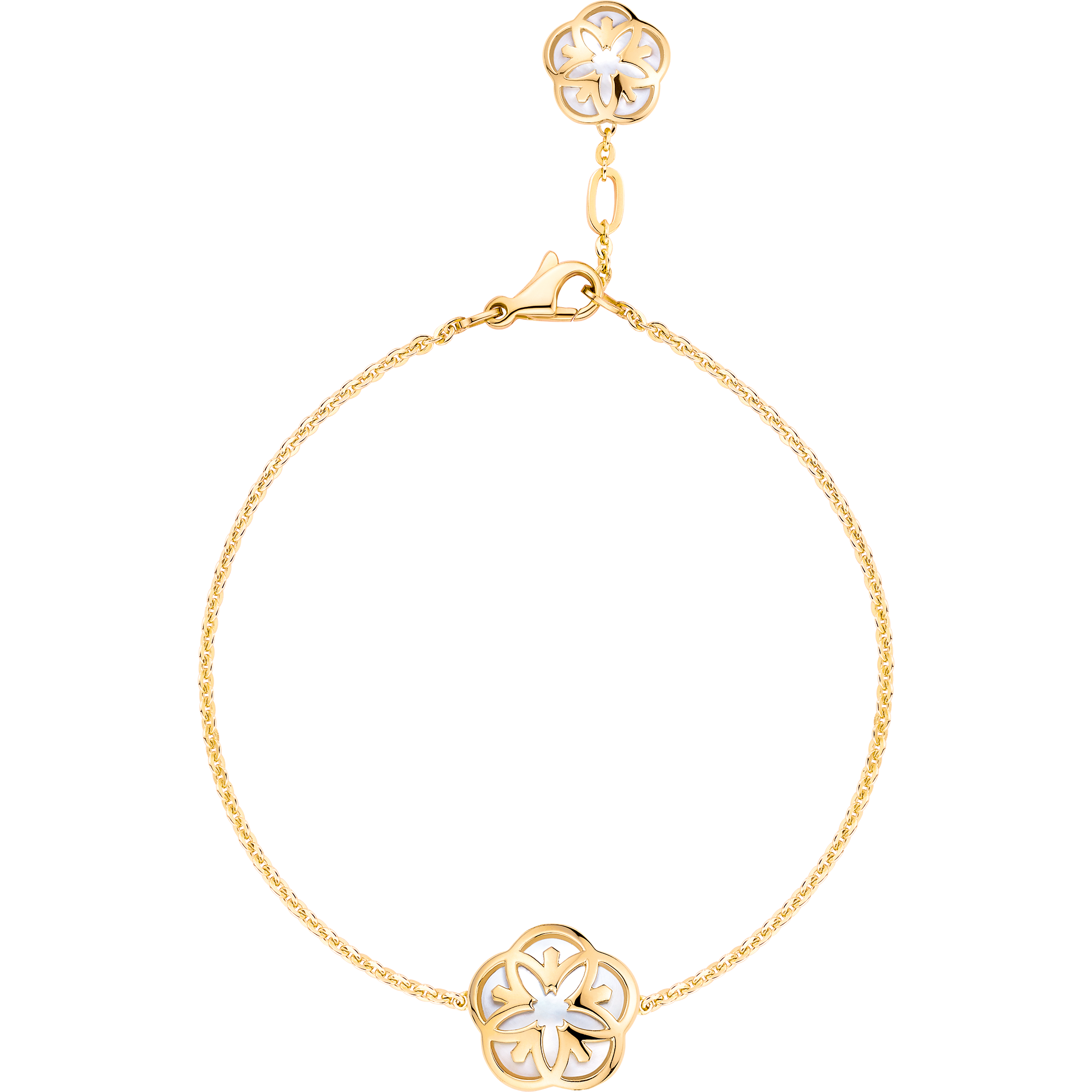 Omega Flower Bracelet, 18K yellow gold, Mother-of-pearl cabochon - B603BB0700105