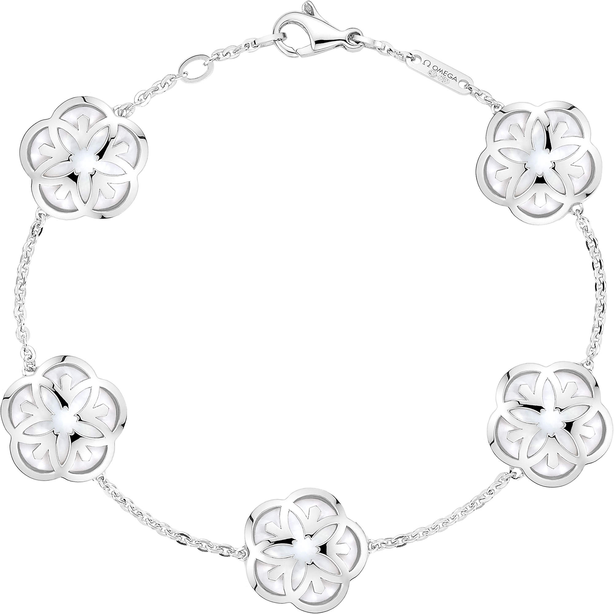 Omega Flower Bracelet, Or blanc 18K, Cabochon en nacre - B603BC0700105