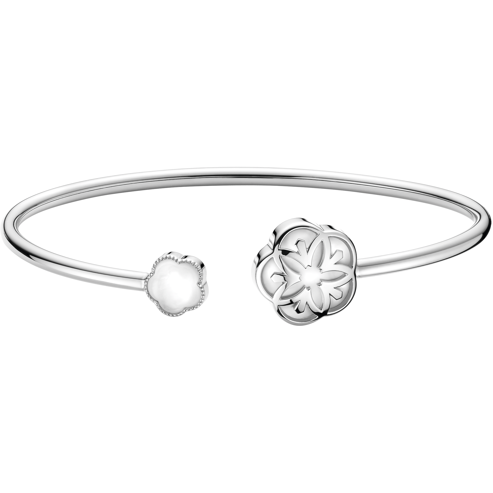 Omega Flower Bracelet, Mother-of-pearl cabochon, 18K white gold - B603BC0700100
