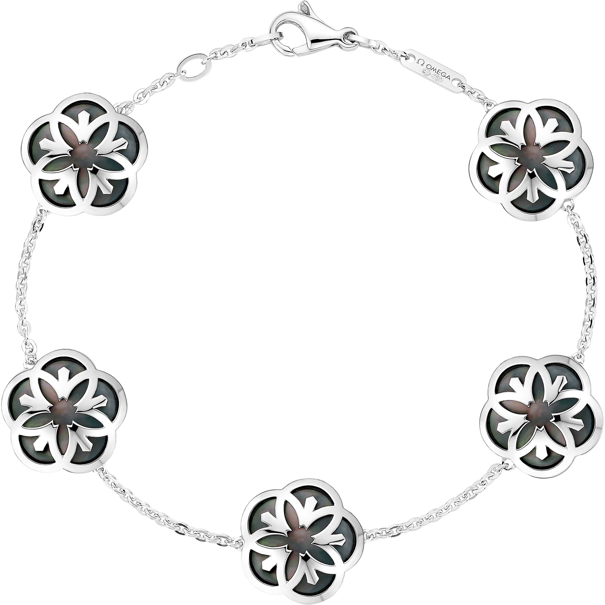 Omega Flower Bracelet, Or blanc 18K, Cabochon en nacre de Tahiti - B603BC0700205