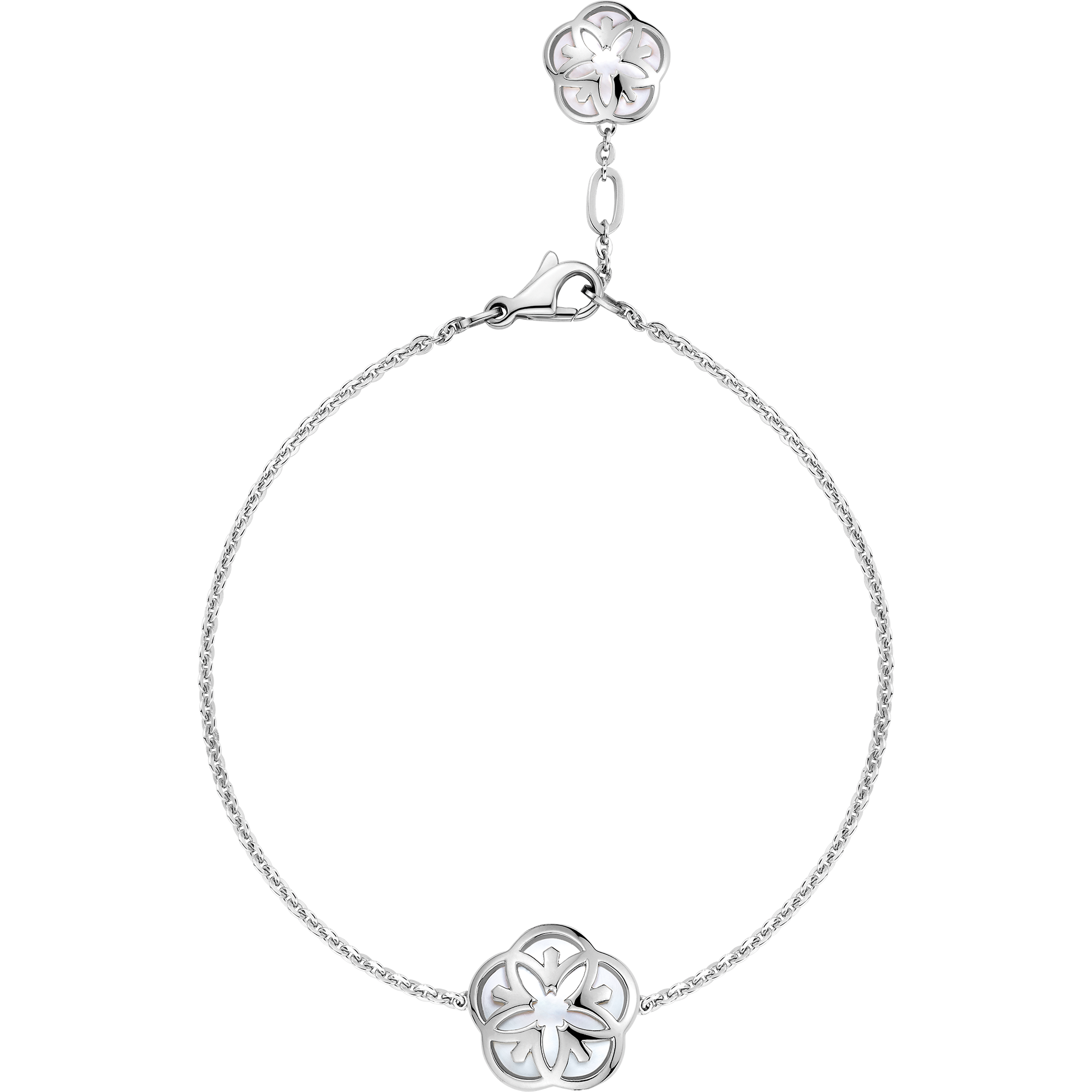 Omega Flower Bracelet, 18K white gold, Mother-of-pearl cabochon - B603BC0700405