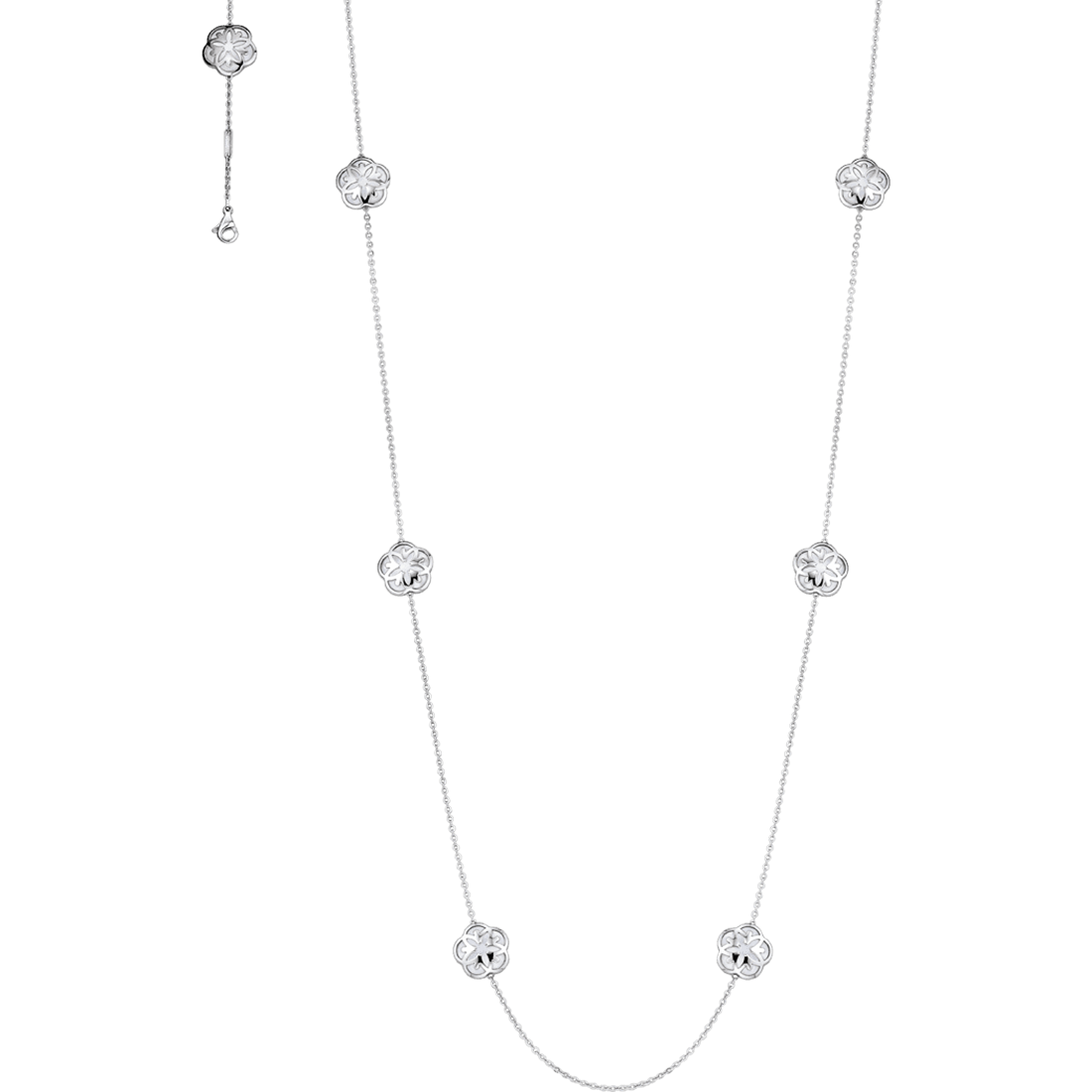 Omega Flower Necklace, 18K white gold, Mother-of-Pearl - L603BC0700105