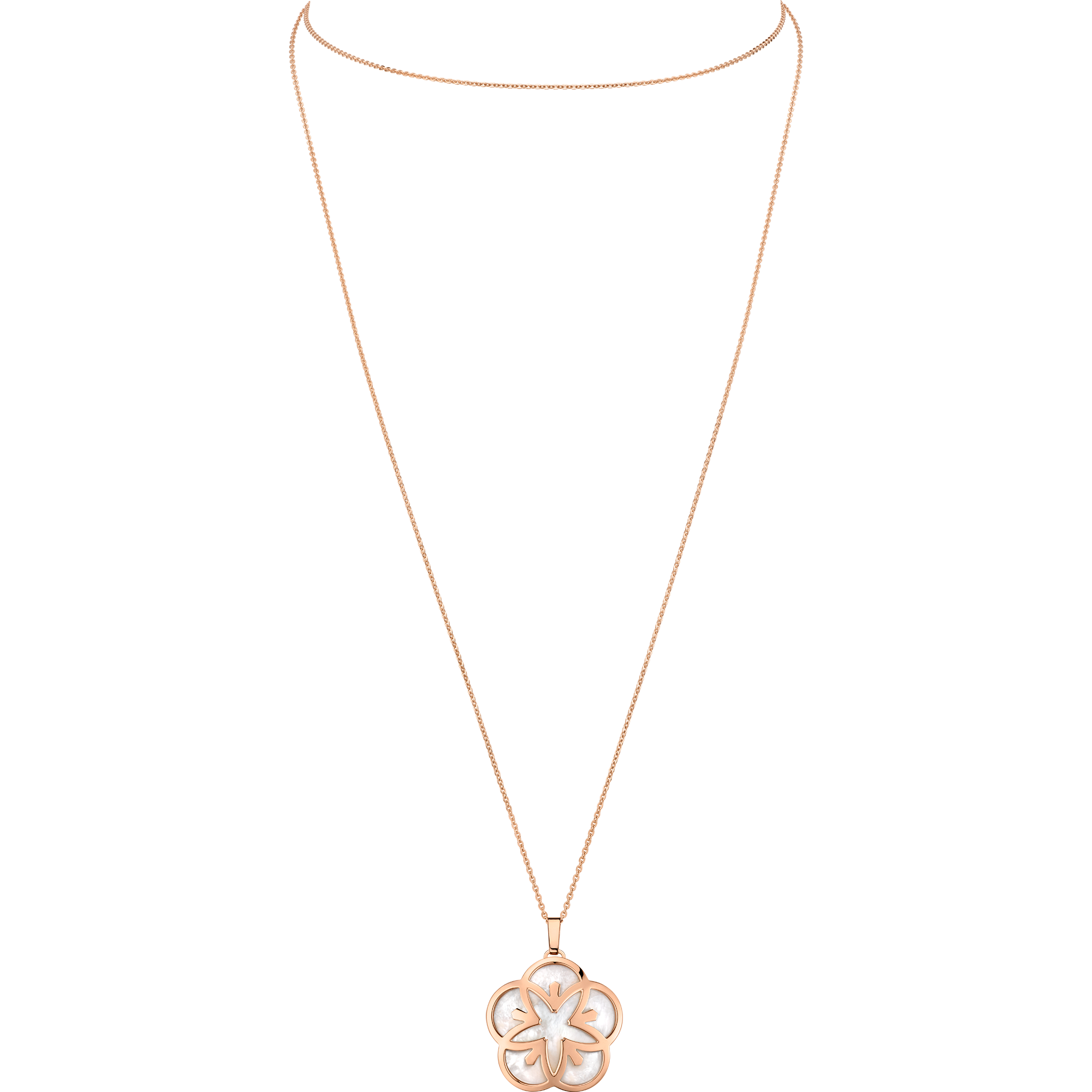 Omega Flower Necklace, 18K red gold, Mother-of-pearl cabochon - L603BG0700105