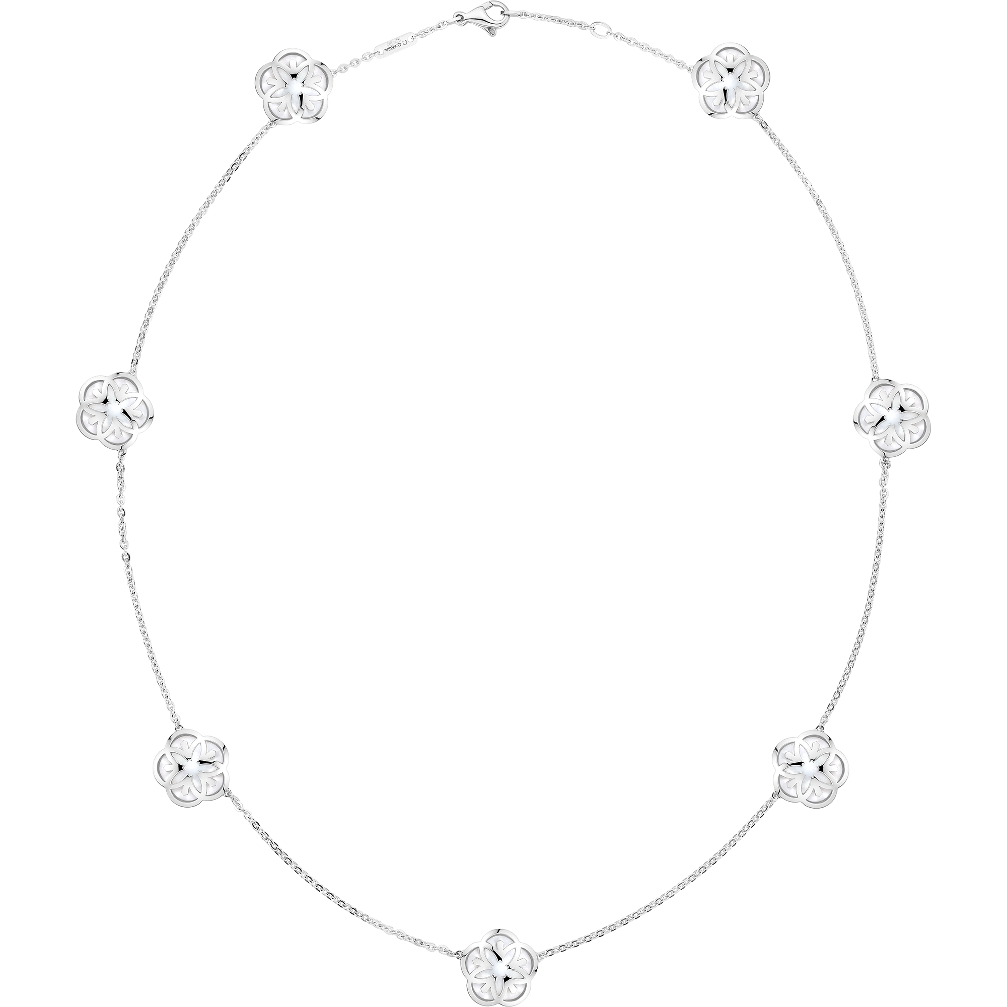 Omega Flower Collar, Oro blanco de 18 qt, Cabujón de nácar - N603BC0700105
