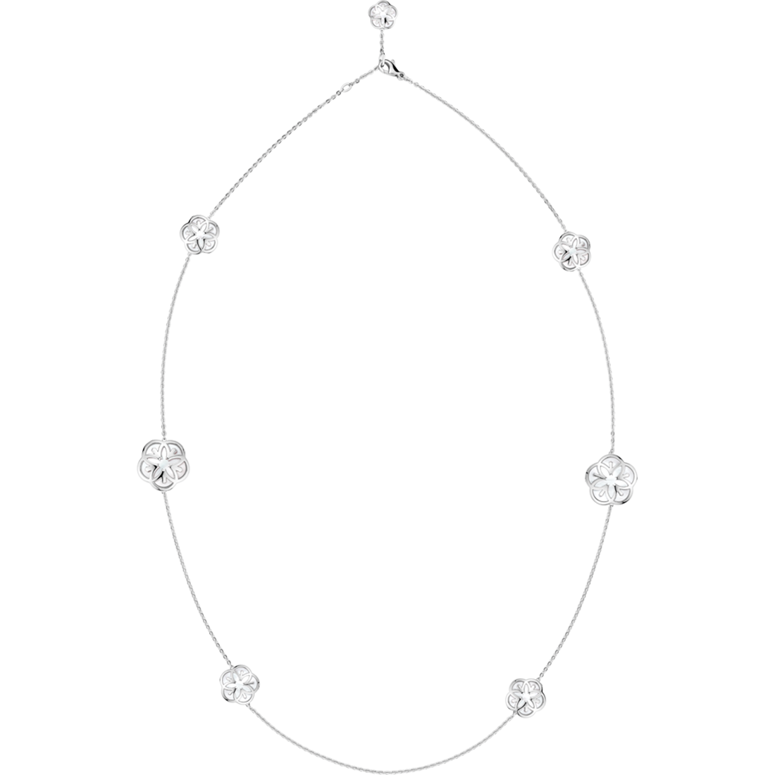 Omega Flower Collar, Oro blanco de 18 qt, Cabujón de nácar - N603BC0700505