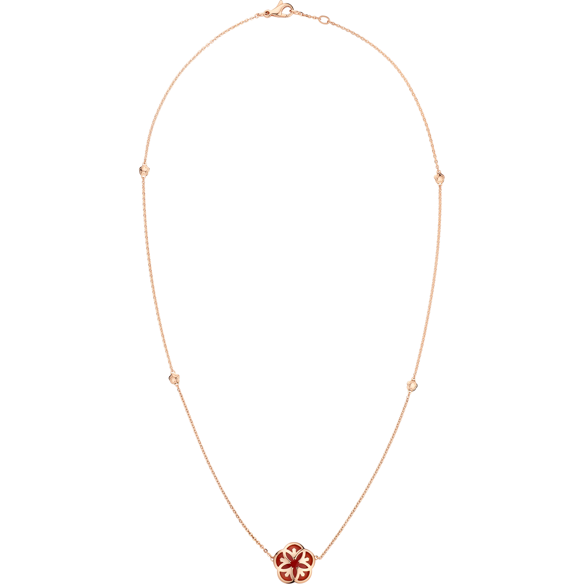 Omega Flower Necklace, 18K red gold, Carnelian cabochon - N603BG0700205